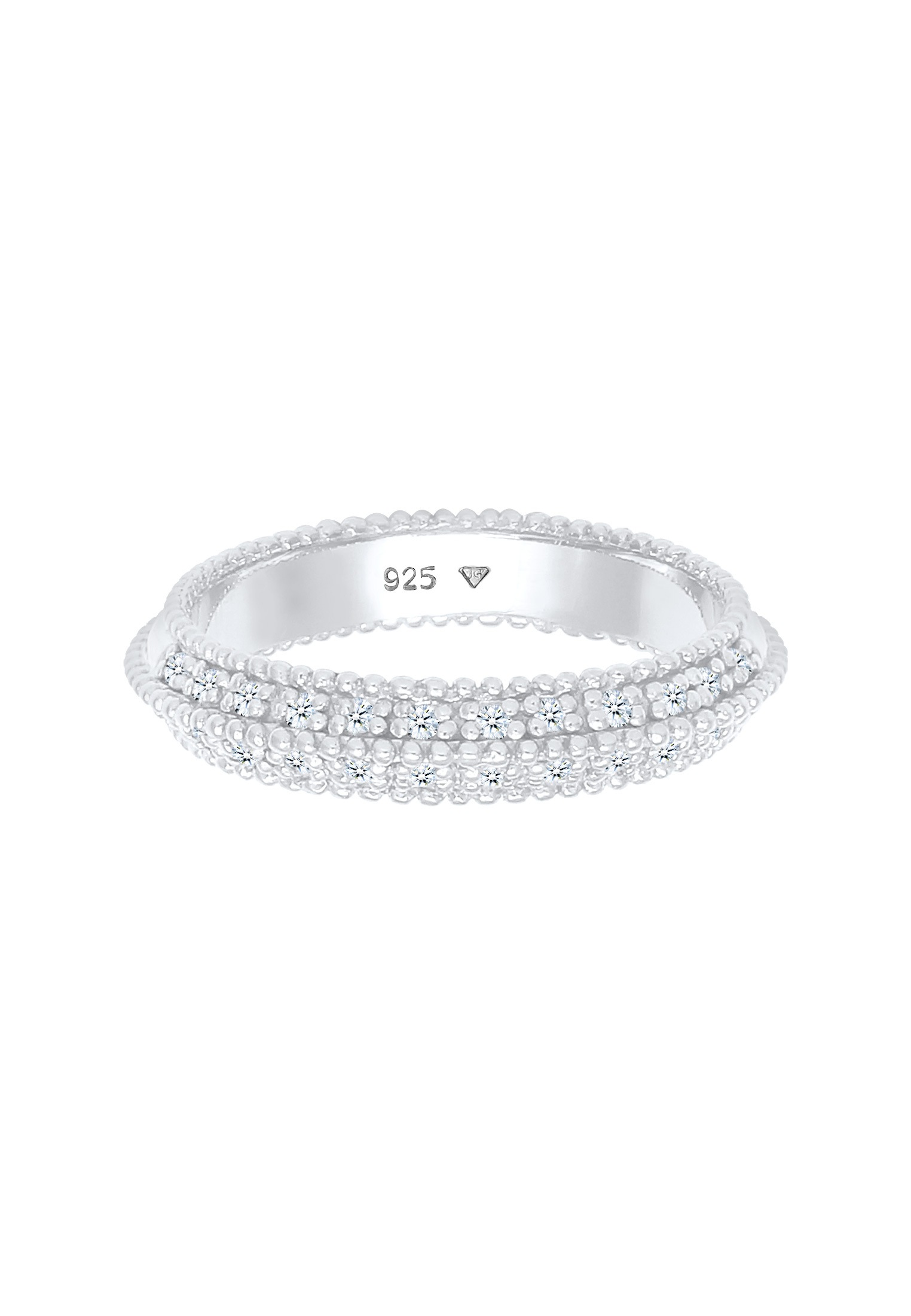 Elli DIAMONDS Verlobungsring »Ring Diamant (0.12 ct.) Kugeln Bandring 925er silber«