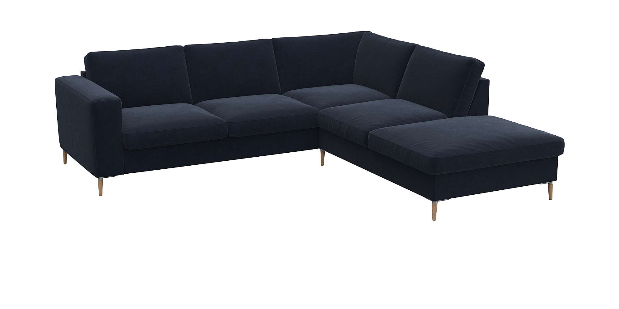 FLEXLUX Ecksofa »Fiore, L-Form«, breite Armlehnen, Füße Alu/Eiche, B/T 241/225 cm, Kaltschaum im Sitz