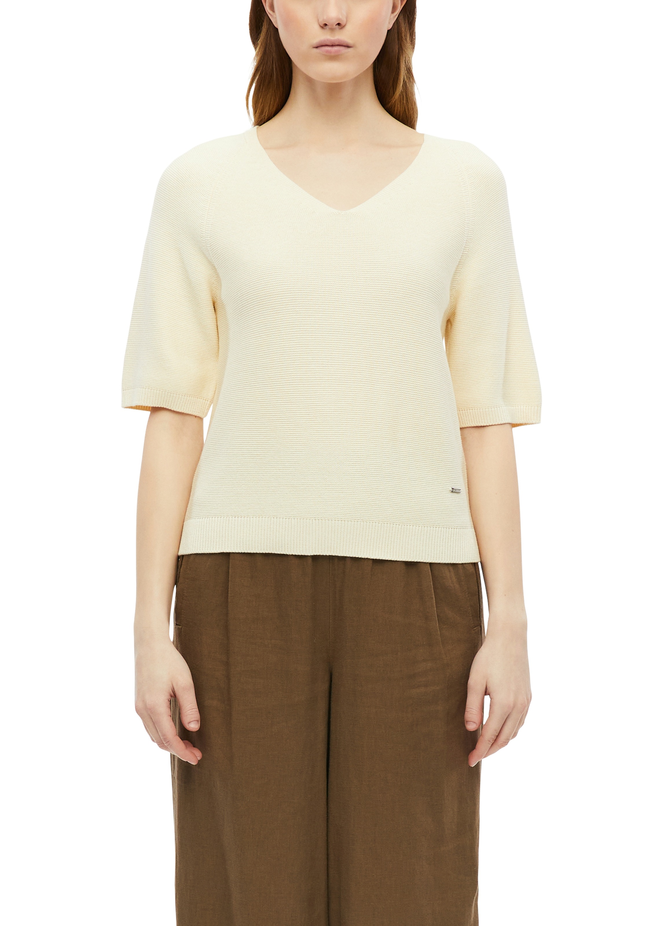 s.Oliver V-Ausschnitt-Pullover V-Ausschnitt, Halbarm, unifarben