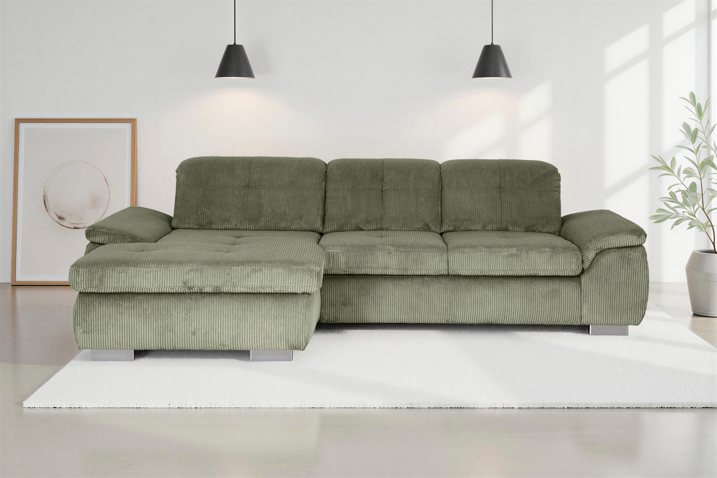 Die PlanBar Ecksofa »MP-IN16037 L-Form, Breite 289 cm, mit Kaltschaum-Polsterung« mit Sitztiefenverstellung & Zierkissen