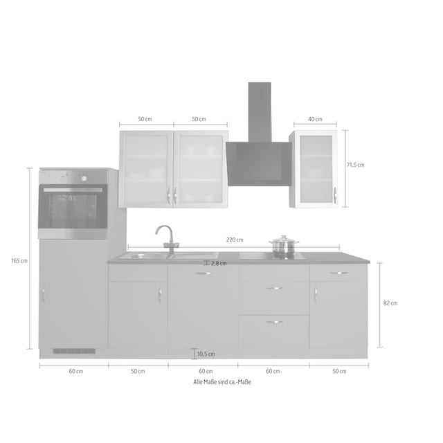 wiho Küchen Küchenzeile »Peru«, mit E-Geräten, Breite 280 cm auf Rechnung  bestellen