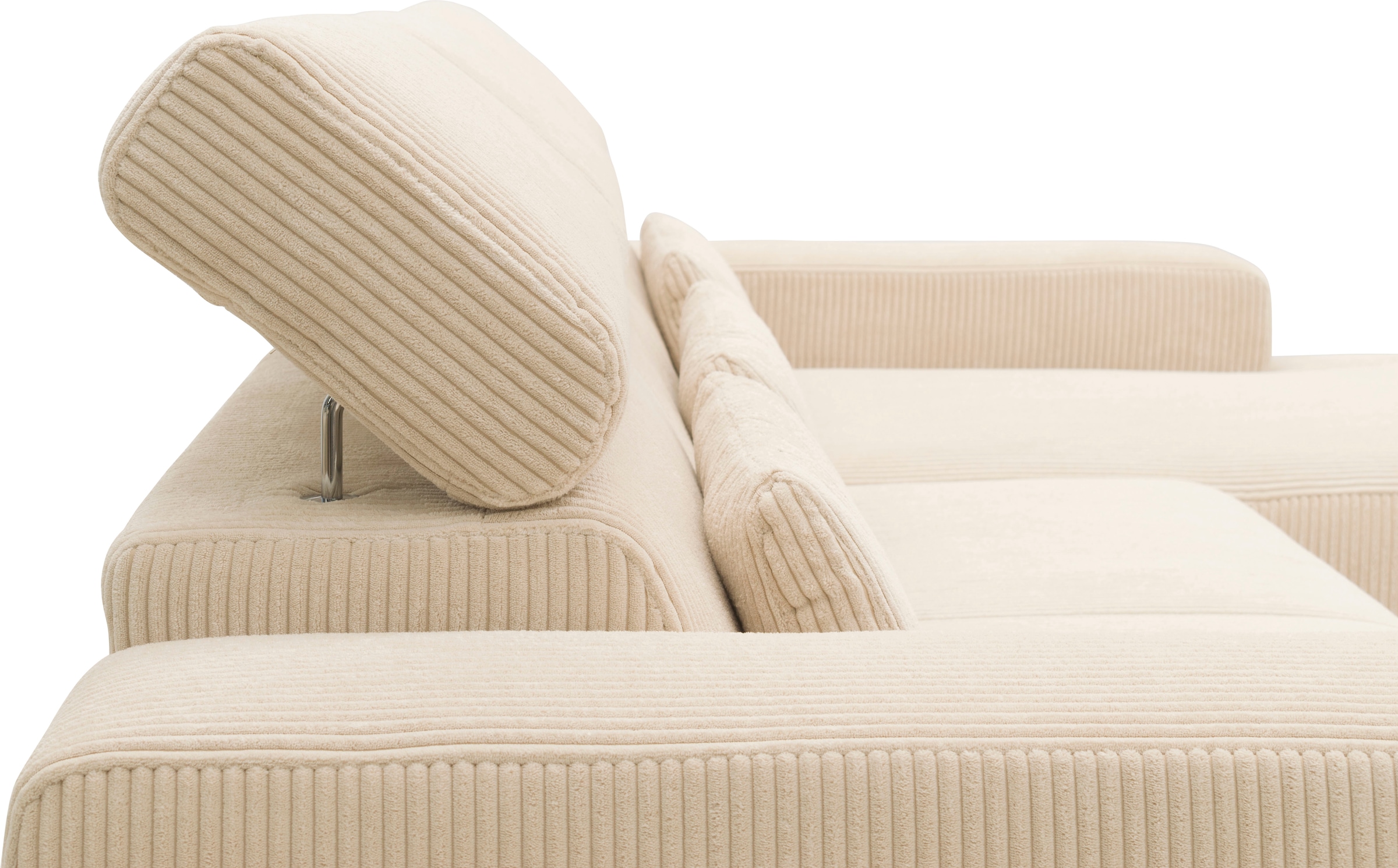 DOMO collection Ecksofa »Brandon B/T: 289/177 cm, belastbar bis 140kg/ Sitz, L-Form«, ohne Sitztiefenverstellung, Cord, creme