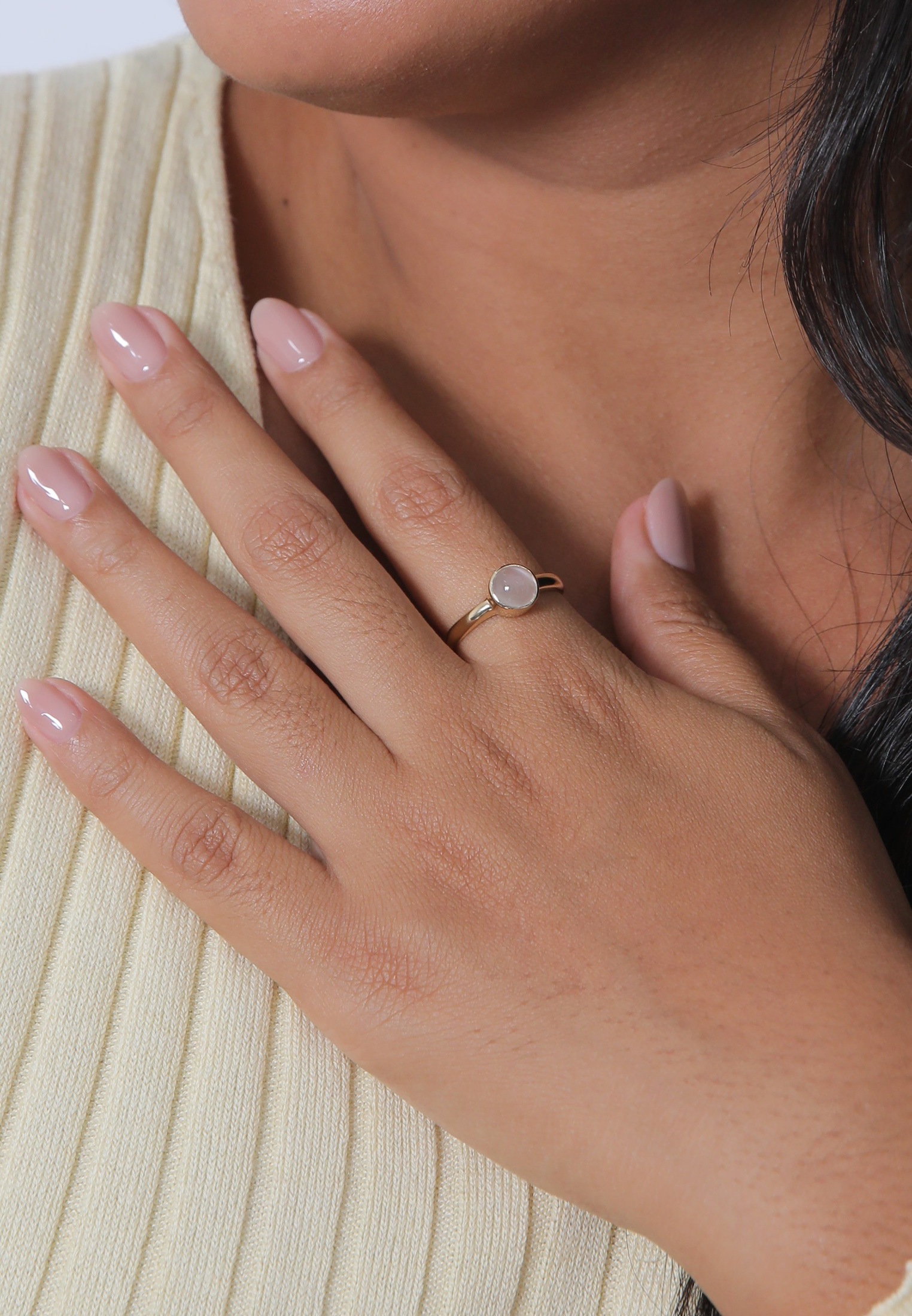 Elli Silberring »Ring Solitär Edelstein Mondstein Pastell 925 Silber«