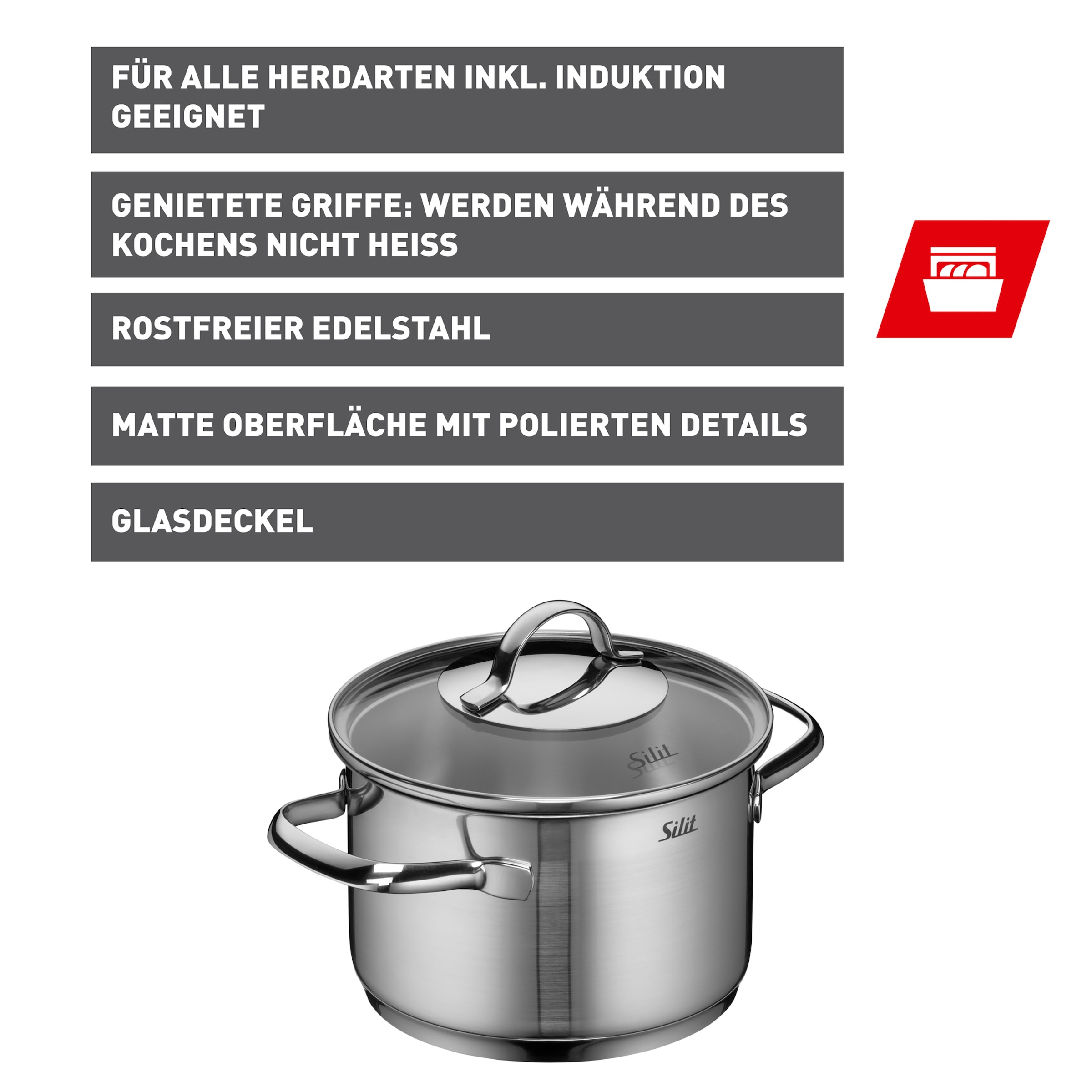 Silit Kochtopf »Achat« 2 Stk. tlg. Edelstahl 18/10