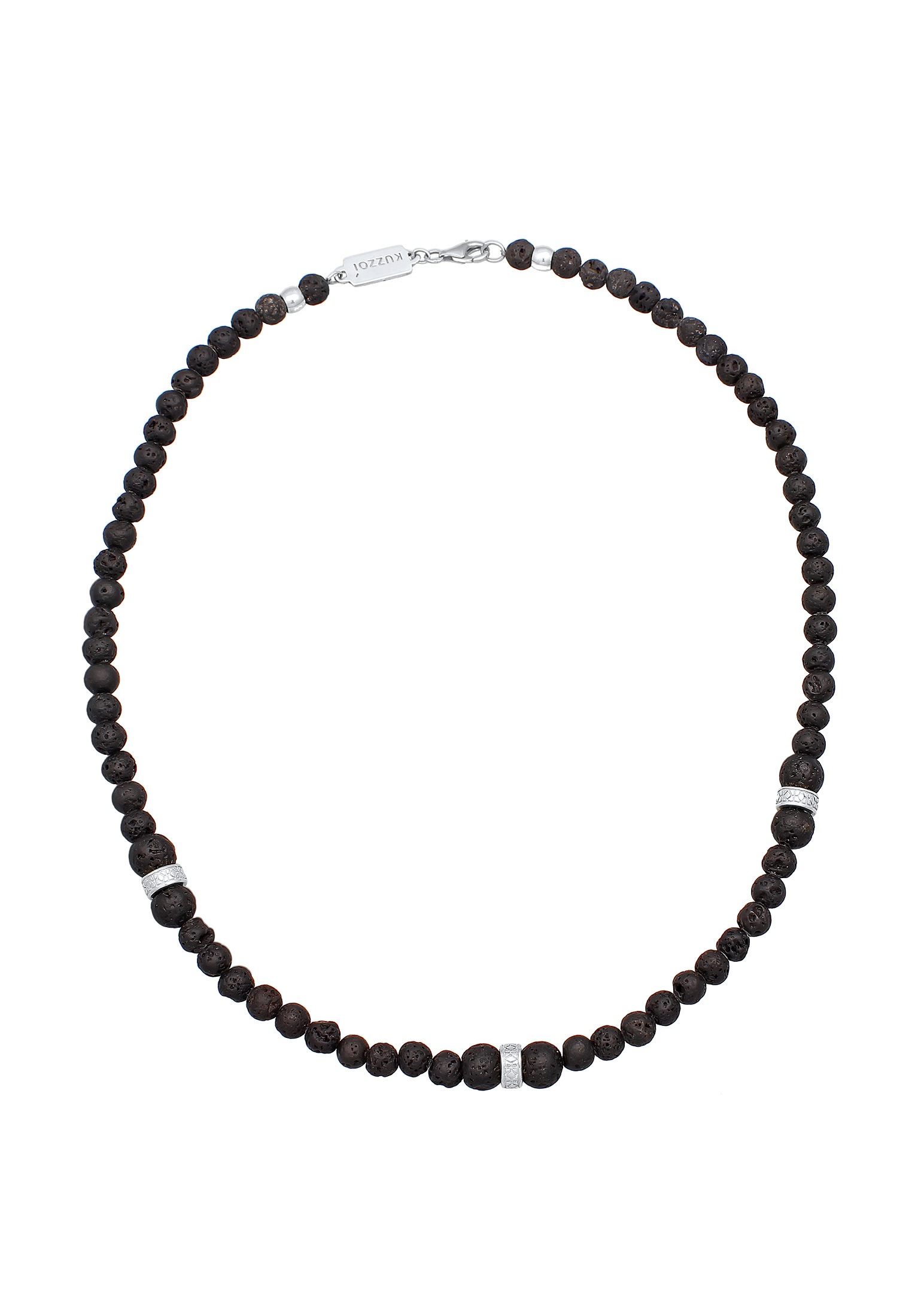 Kuzzoi Silberkette »Halskette Lava Beads Vintage Surfer 925 Silber«