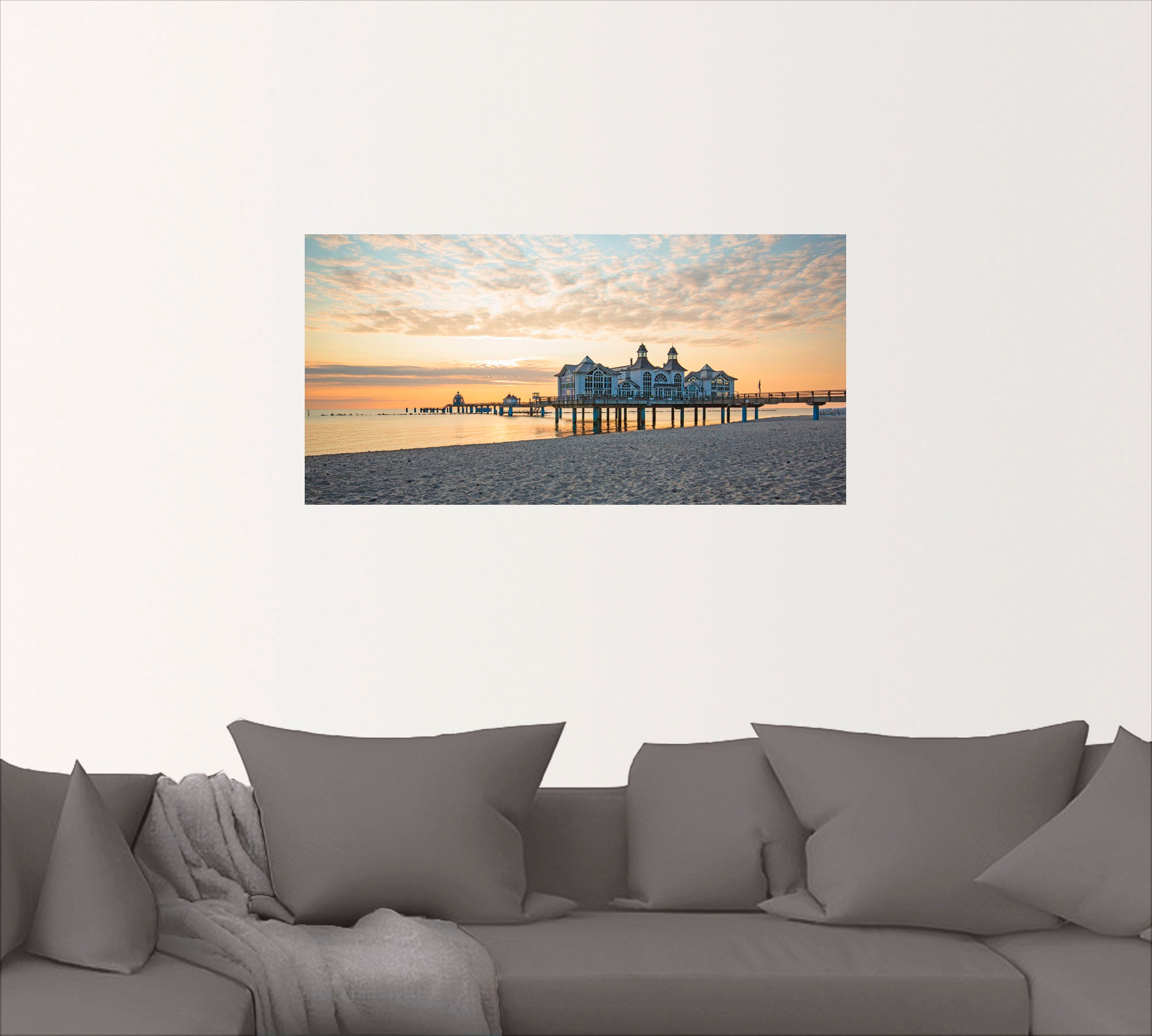 Artland Wandbild »Seebrücke Sellin bei Sonnenaufgang«, Strand, (1 St.), als Leinwandbild, Poster, Wandaufkleber in verschied. Größen
