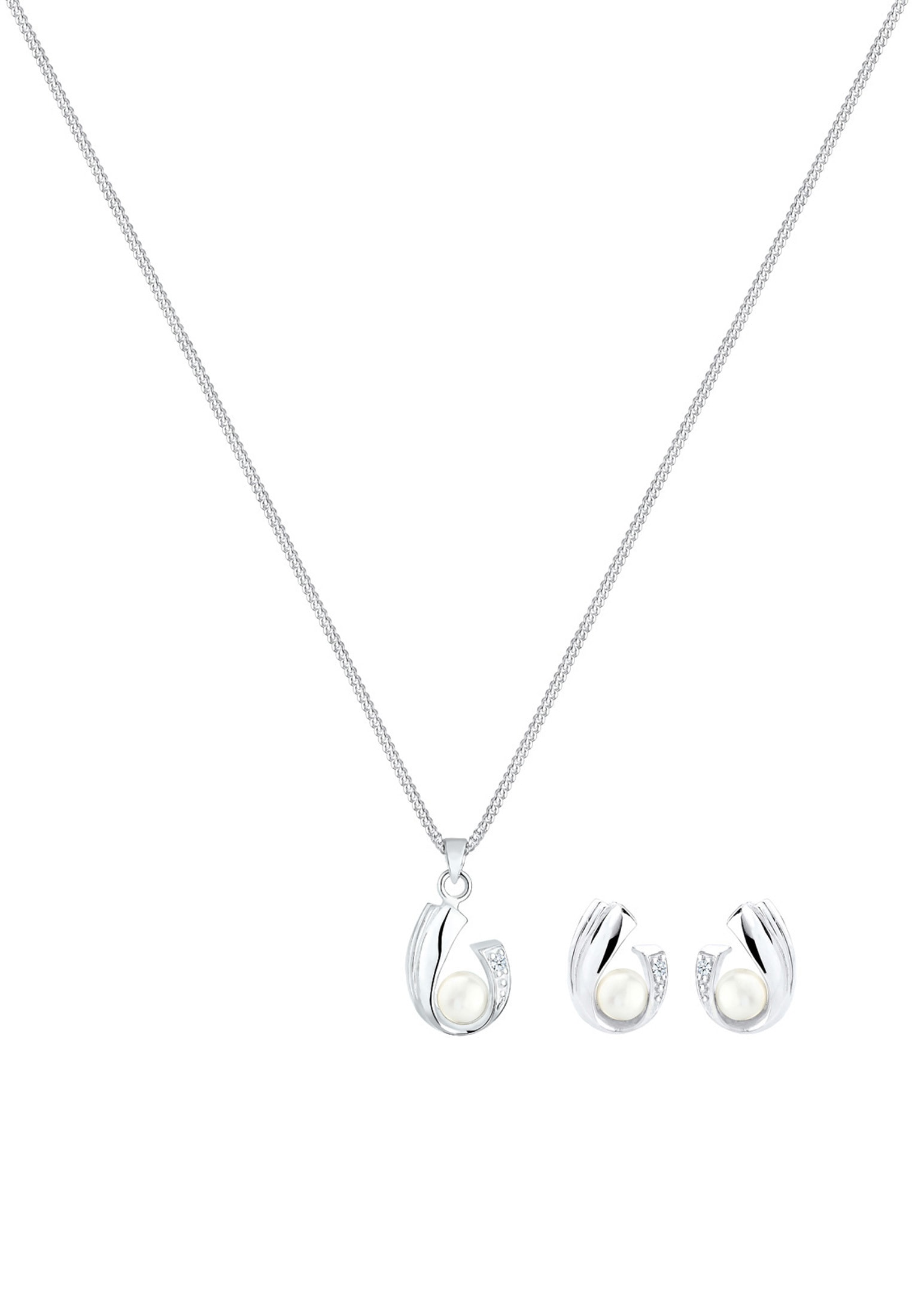 Elli DIAMONDS Ohrring und Ketten Set »Schmuckset Diamant Brillantschliff (0.04 ct) 925 Sterling Silber« ()