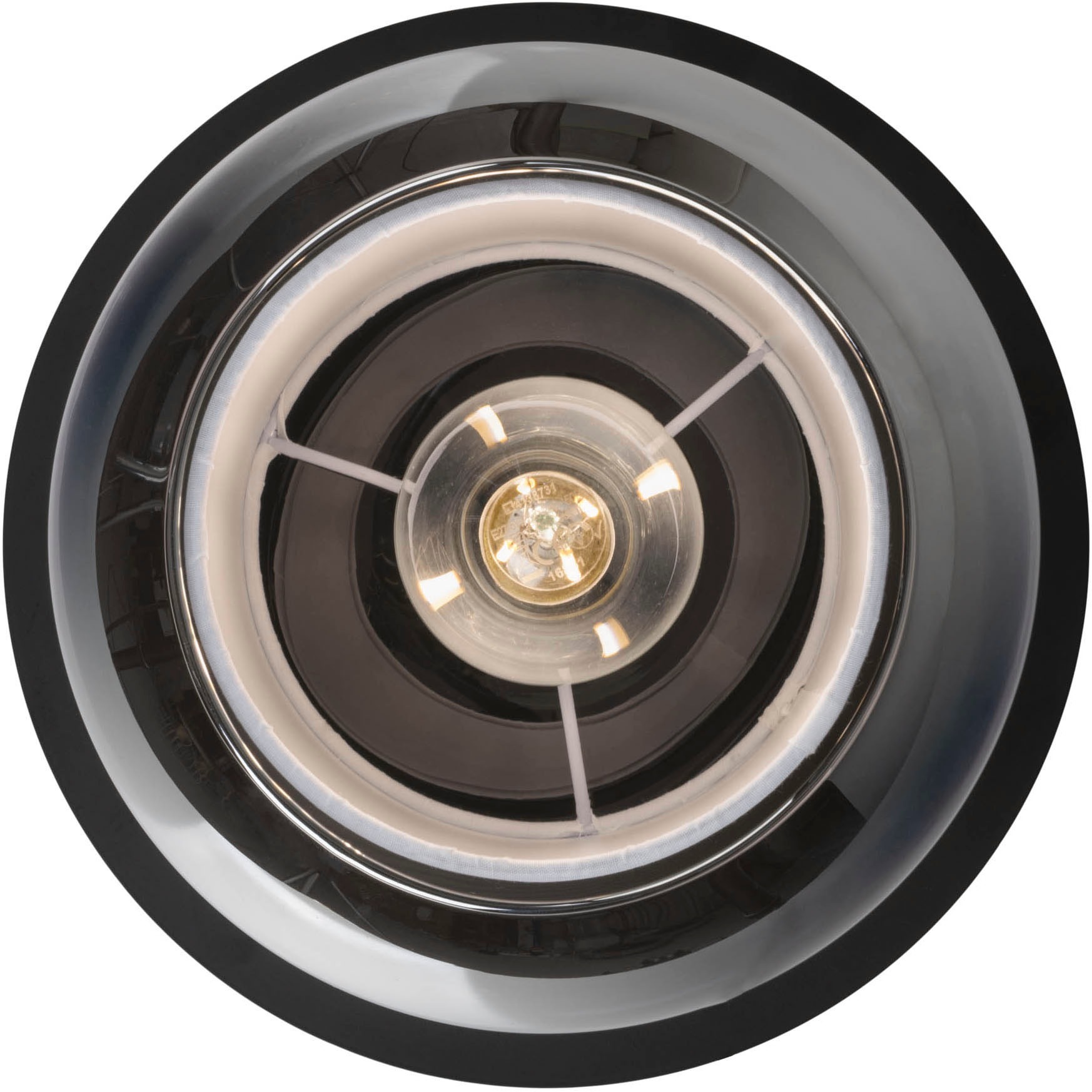 OTTO home Tischleuchte »Tanissa mit Doppelschirm« E27 1 Stk. runde Tischlampe, Rauchglas, Ø 18 cm, Stoffschirm, E27, Glasschirm