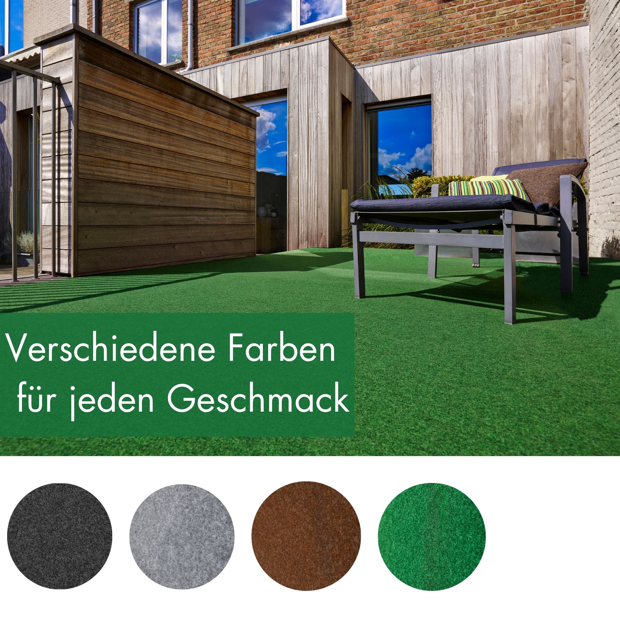 Andiamo Kunstrasen »Field, Gesamthöhe ca. 4 mm« rechteckig für Balkon & Terrasse, mit Drainage-Noppen, Nadelfilz-Optik