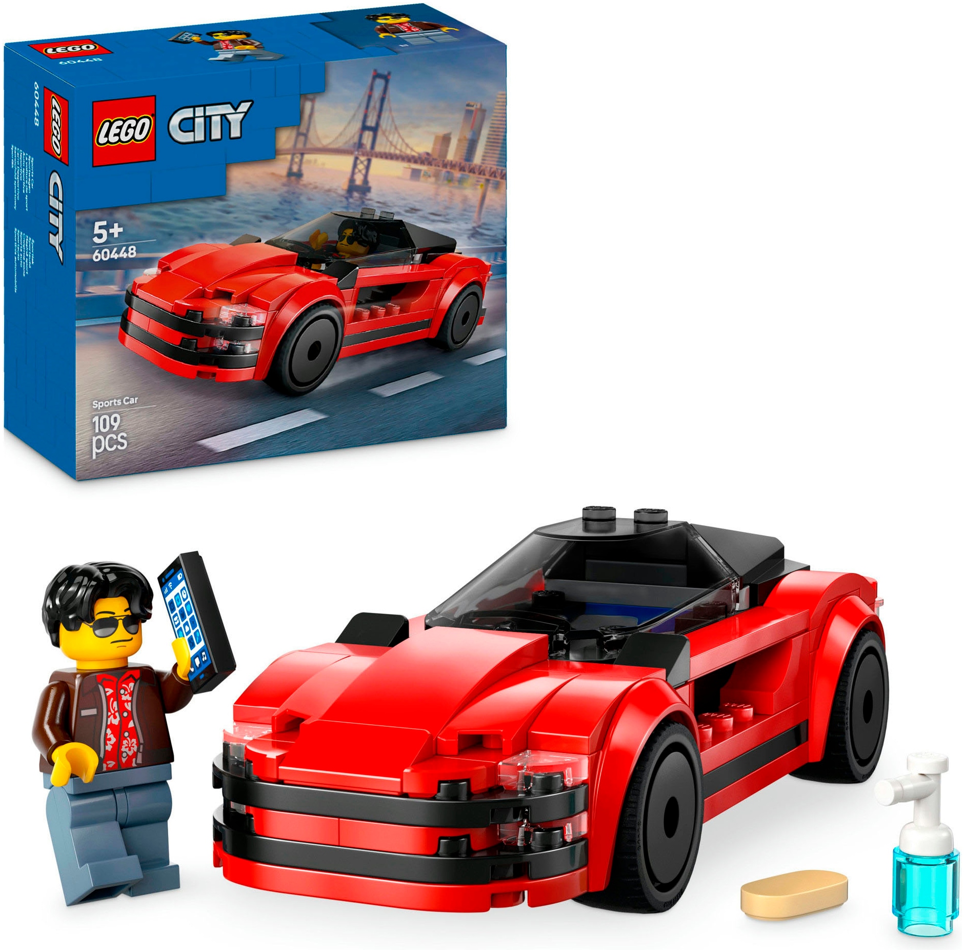 LEGO® Konstruktionsspielsteine »Roter Sportwagen (60448), LEGO City«, (109 St.), Made in Europe