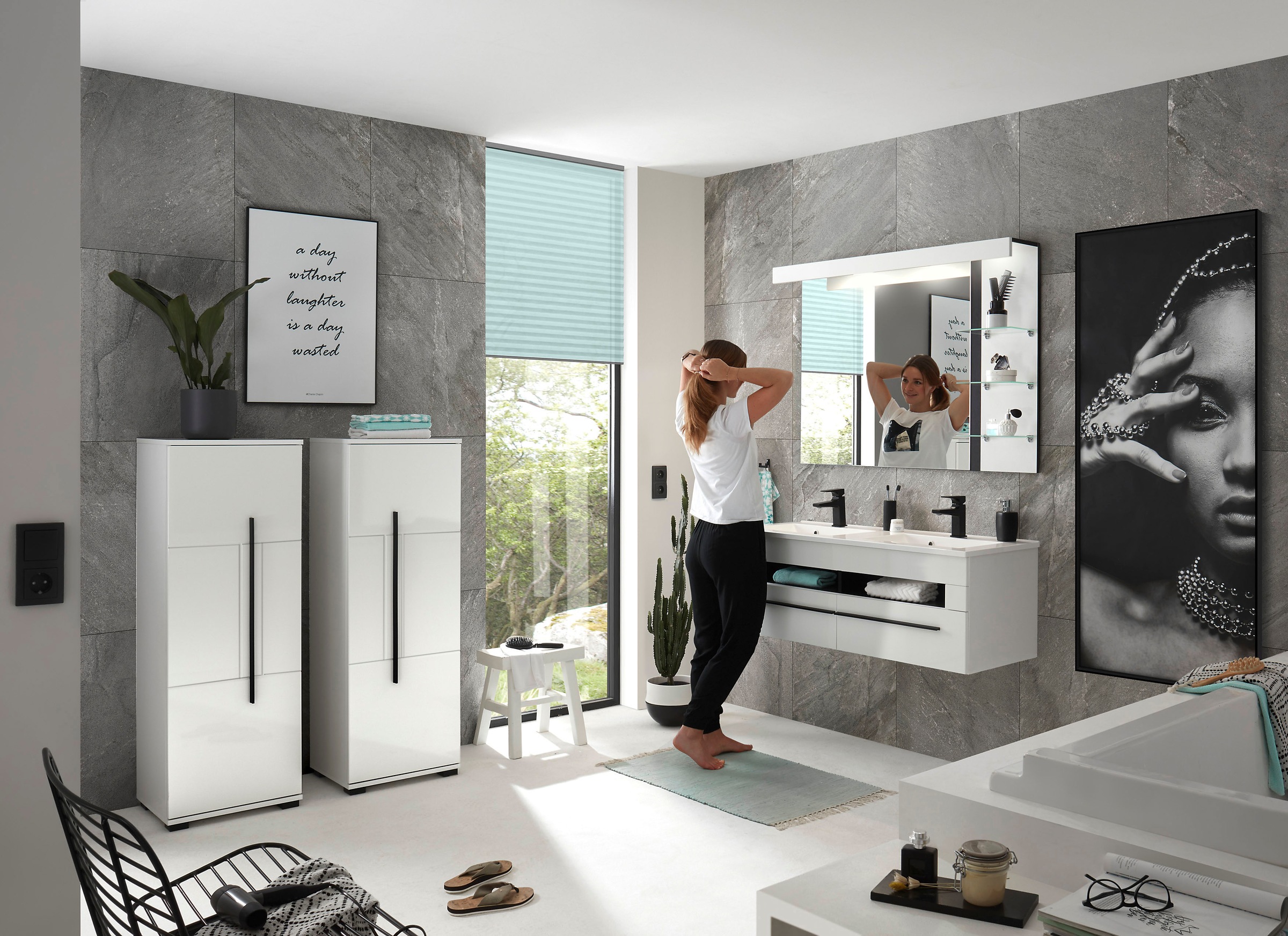 Home affaire Badmöbel-Set »Cantara, Bad im modernen Design, 4-teiliges Badezimmer« Set, 4 Stk. tlg.