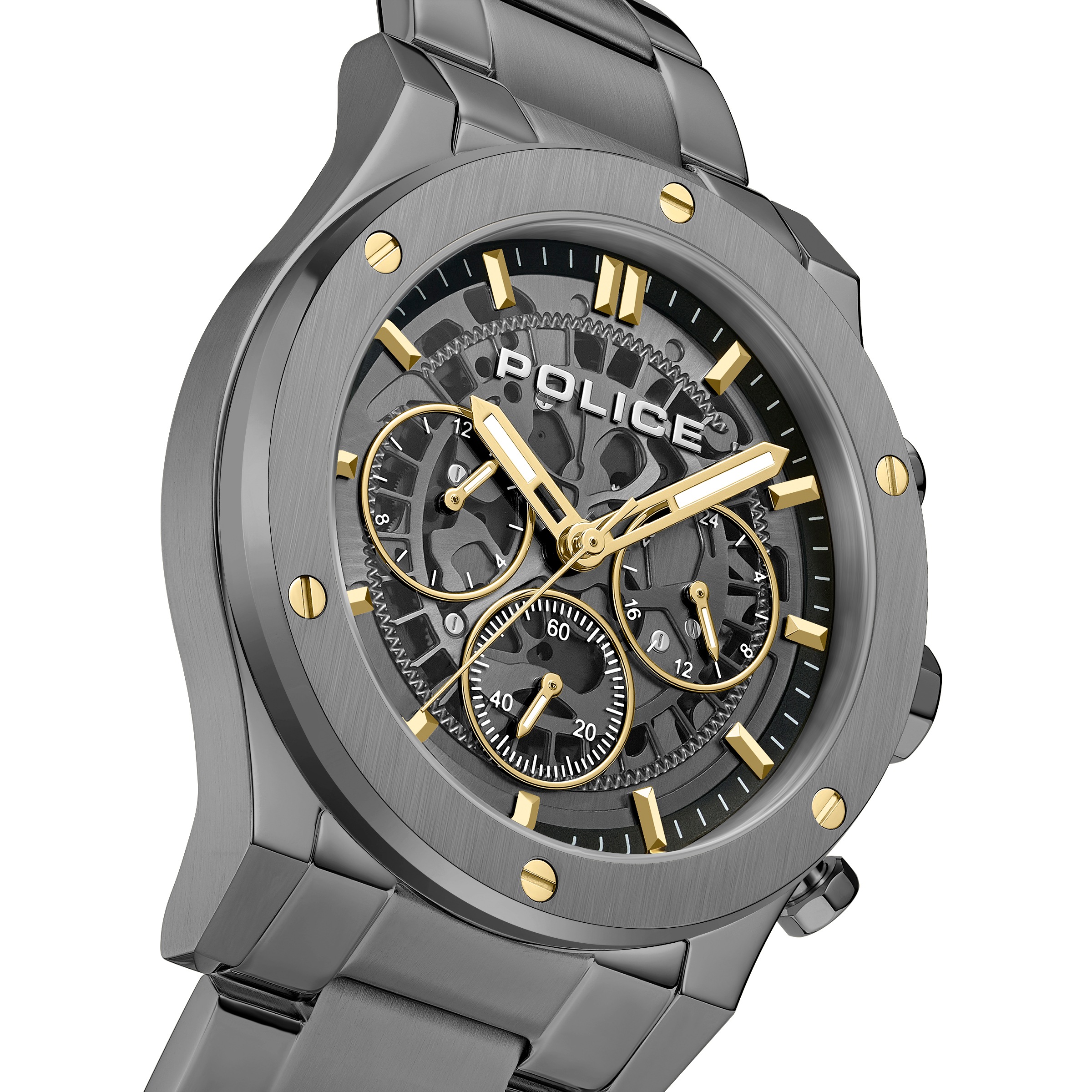 Police Chronograph »Knotty« Quarzuhr, Armbanduhr, Herrenuhr, Edelstahlarmband, analog