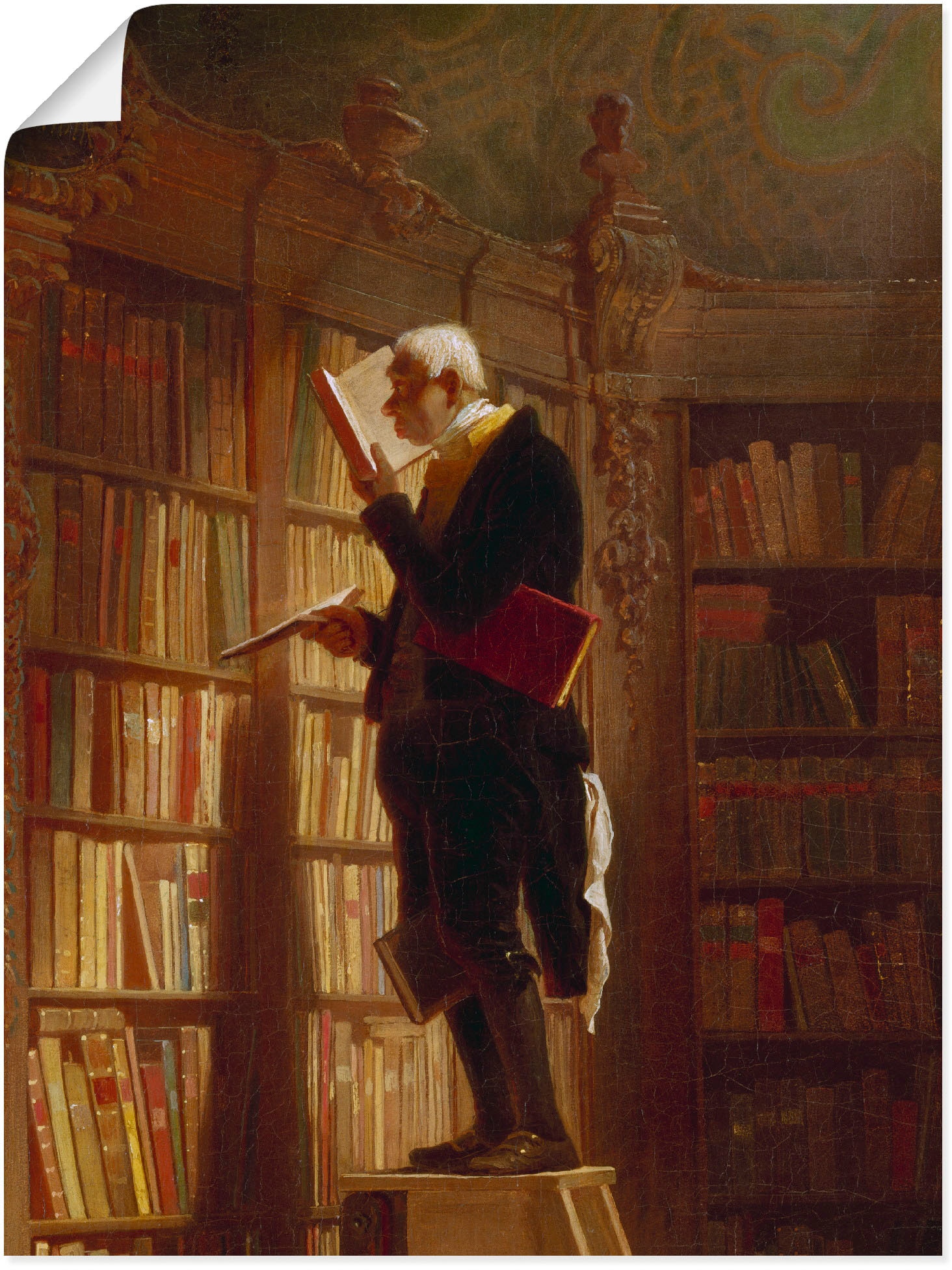 auf in als Wandaufkleber Um bestellen Leinwandbild, (Detail). »Der oder Bücherwurm Rechnung Größen St.), 1850«, Wandbild Artland (1 Mann, versch. Poster