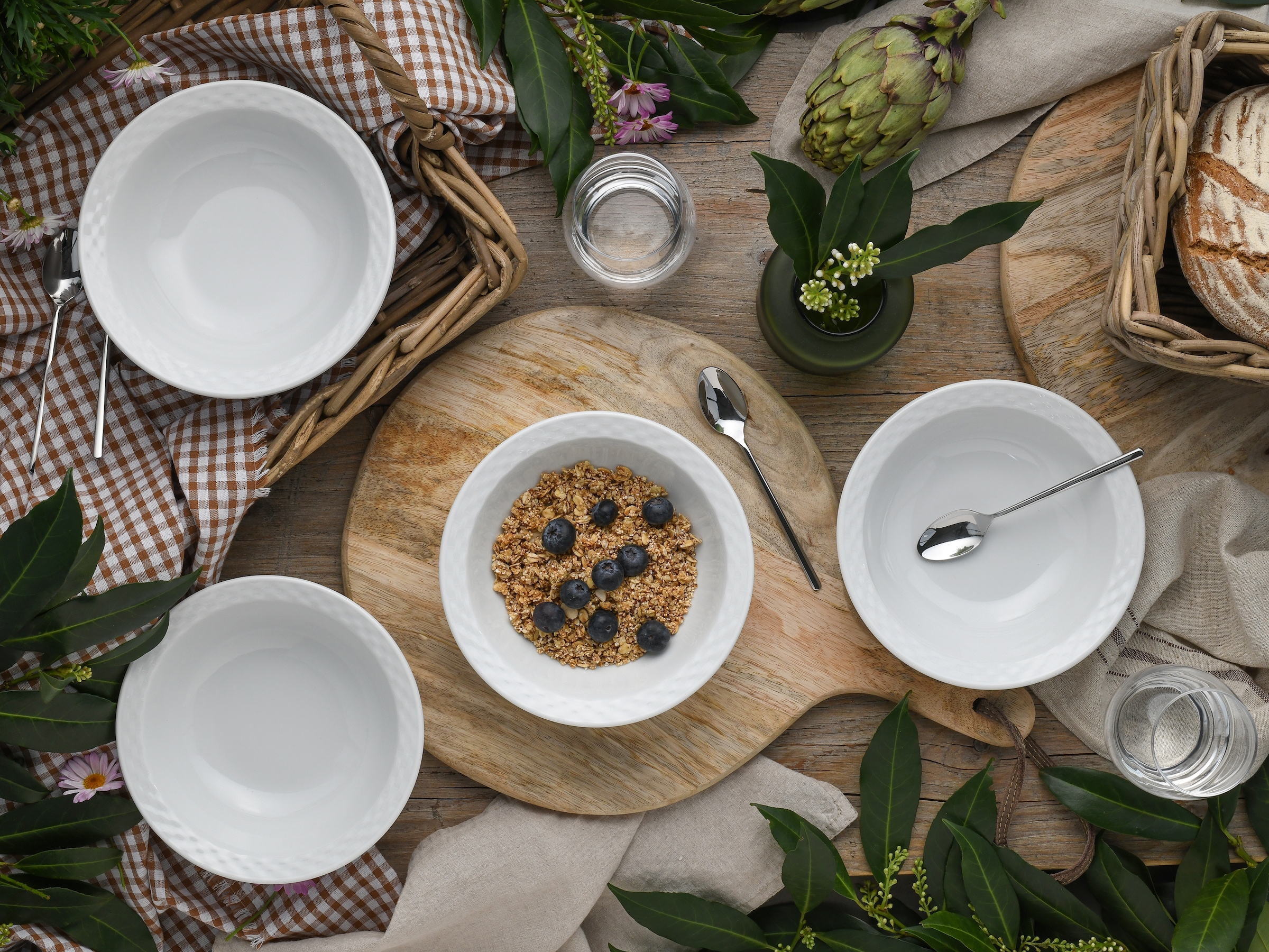 CreaTable Müslischale »Polo, Schalen-Set, 6-tlg.« 6 aus Porzellan Europäische Spitzenqualität, Manufakturstil, Ausdrucksstarkes Relief