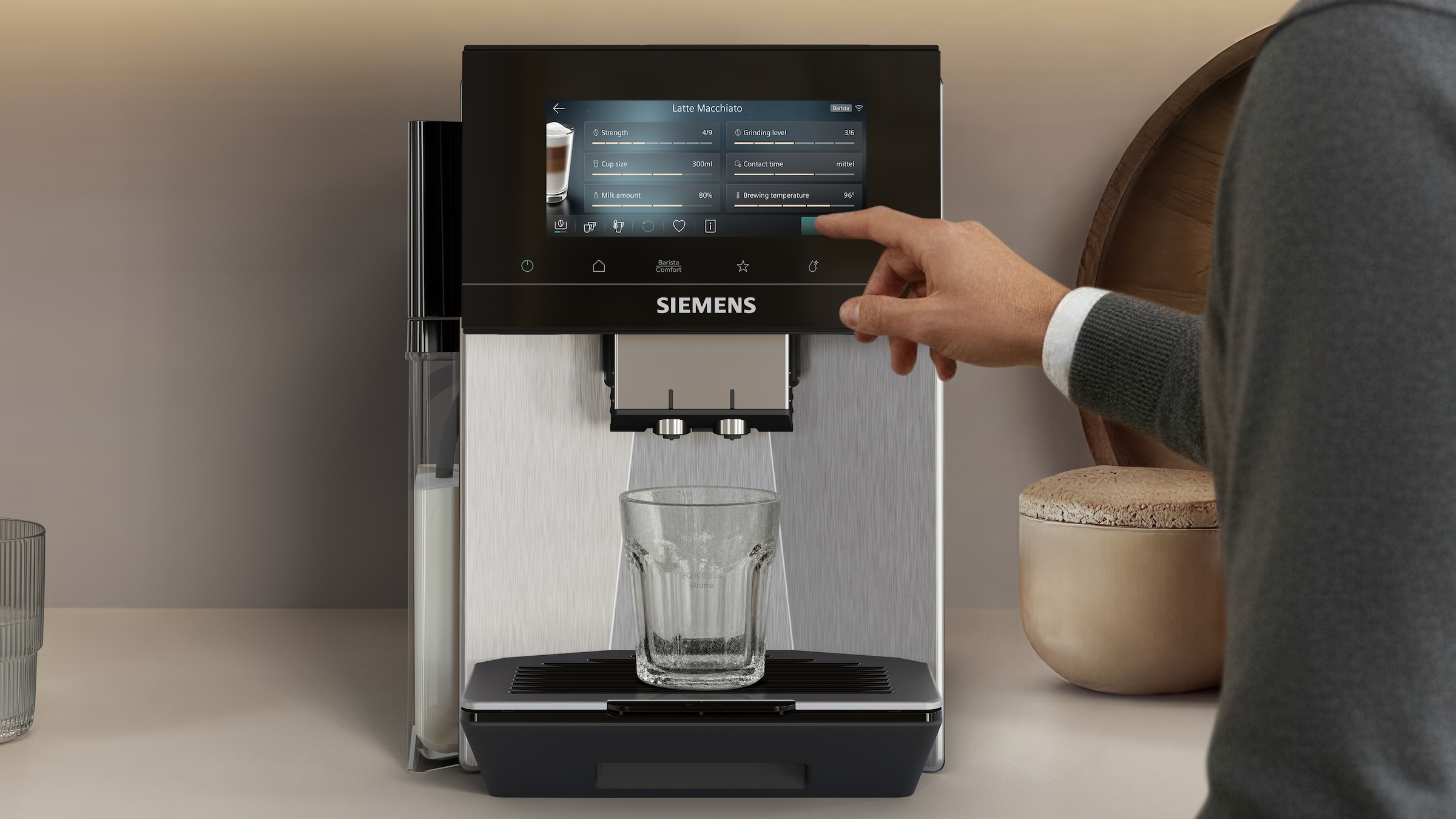 SIEMENS Kaffeevollautomat »TQ923EZ3« farbiges 6.8'' TFT-Display, individuelle Aromaeinstellung, Edelstahl