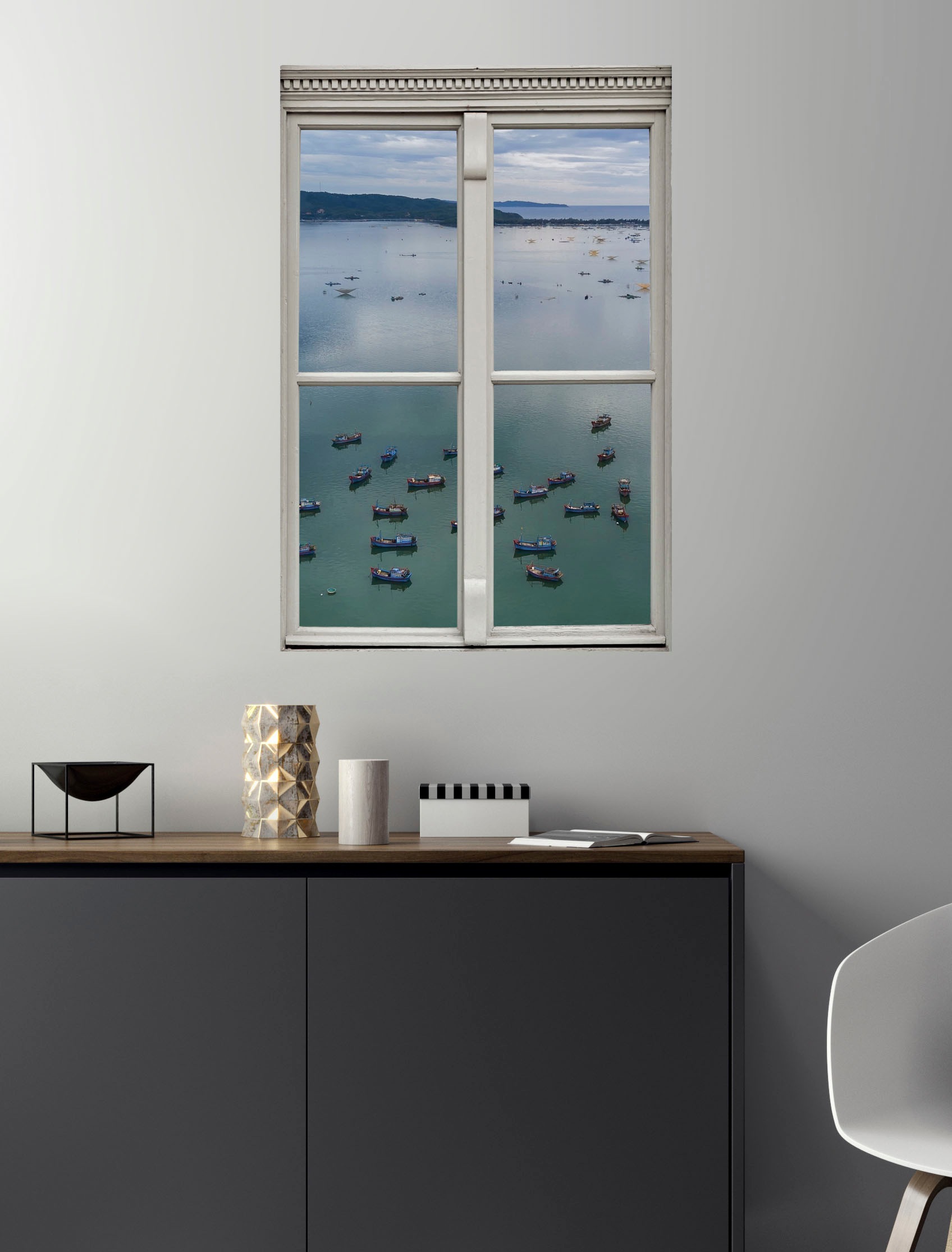 queence Wandsticker »Boote auf See«, Wandsticker, Wandbild, selbstklebend, 3D, Fenster