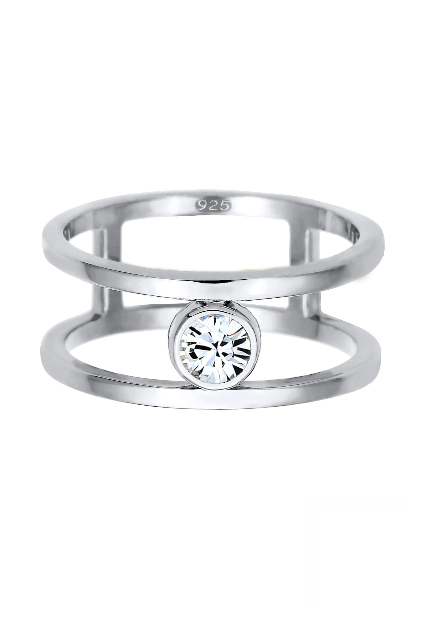 Elli Premium Silberring »Ring Glas Kristalle Weiß 925 Sterling Silber«
