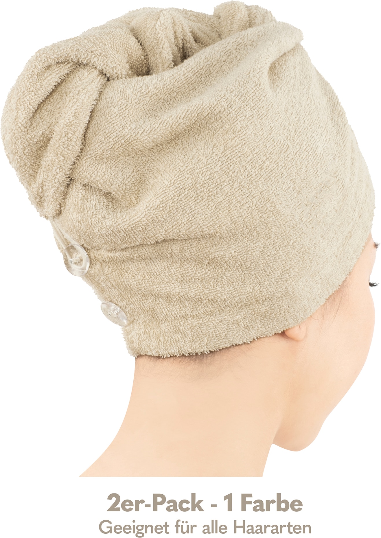 HAMMETEX Turban-Handtuch »2er Set Haarturban Damen, 100% Baumwolle, Flauschig & Schnelltrocknend« Uni-Farben, weich