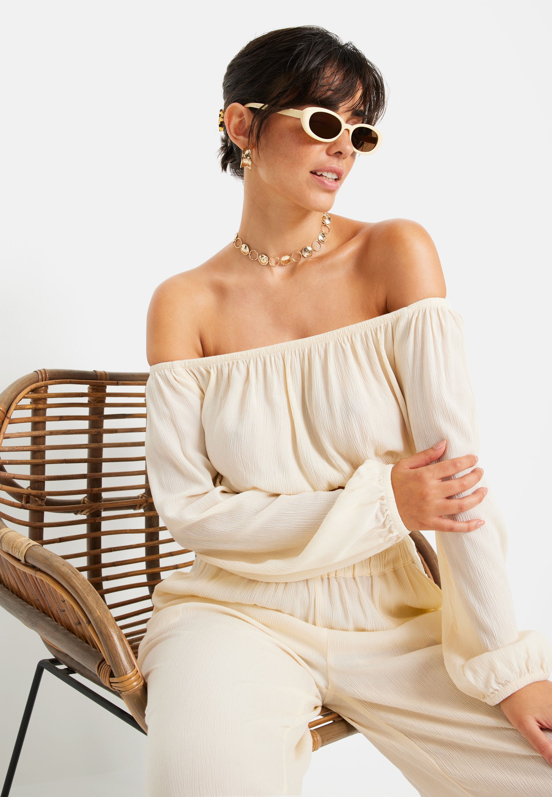 LSCN by LASCANA Carmenbluse, in verkürzter Länge