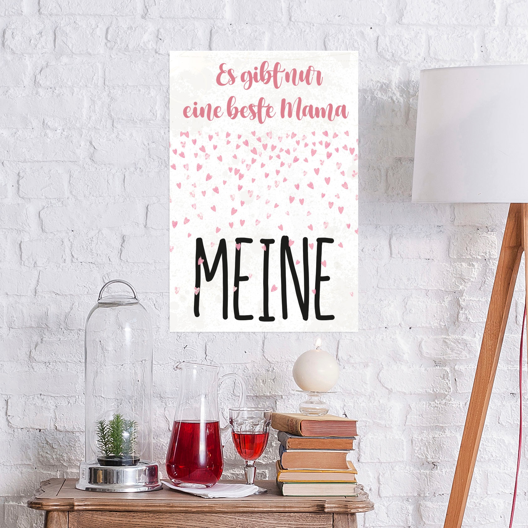 queence Metallbild »Meine Mama«, Schriftzüge-Schriftzug-Herzen, (1 St.), Stahlschild,...