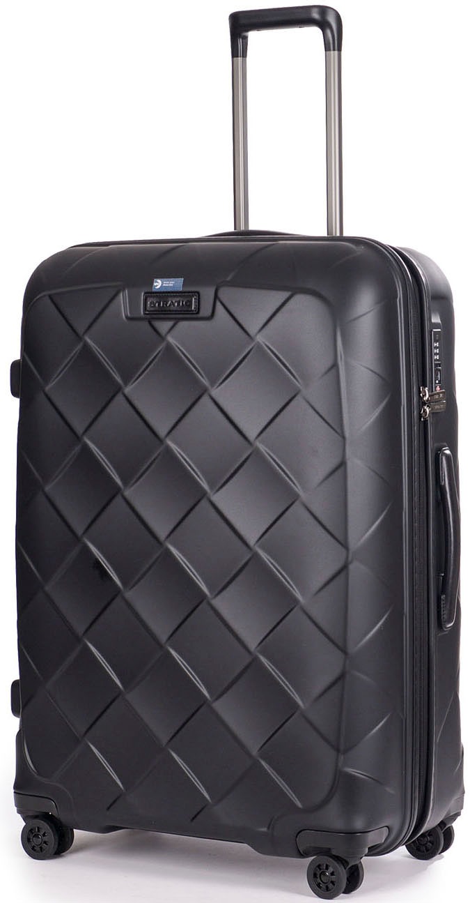Stratic Hartschalen-Trolley »Leather&More L, matt black«, 4 Rollen, Reisekoffer großer Koffer Aufgabegepäck TSA-Zahlenschloss