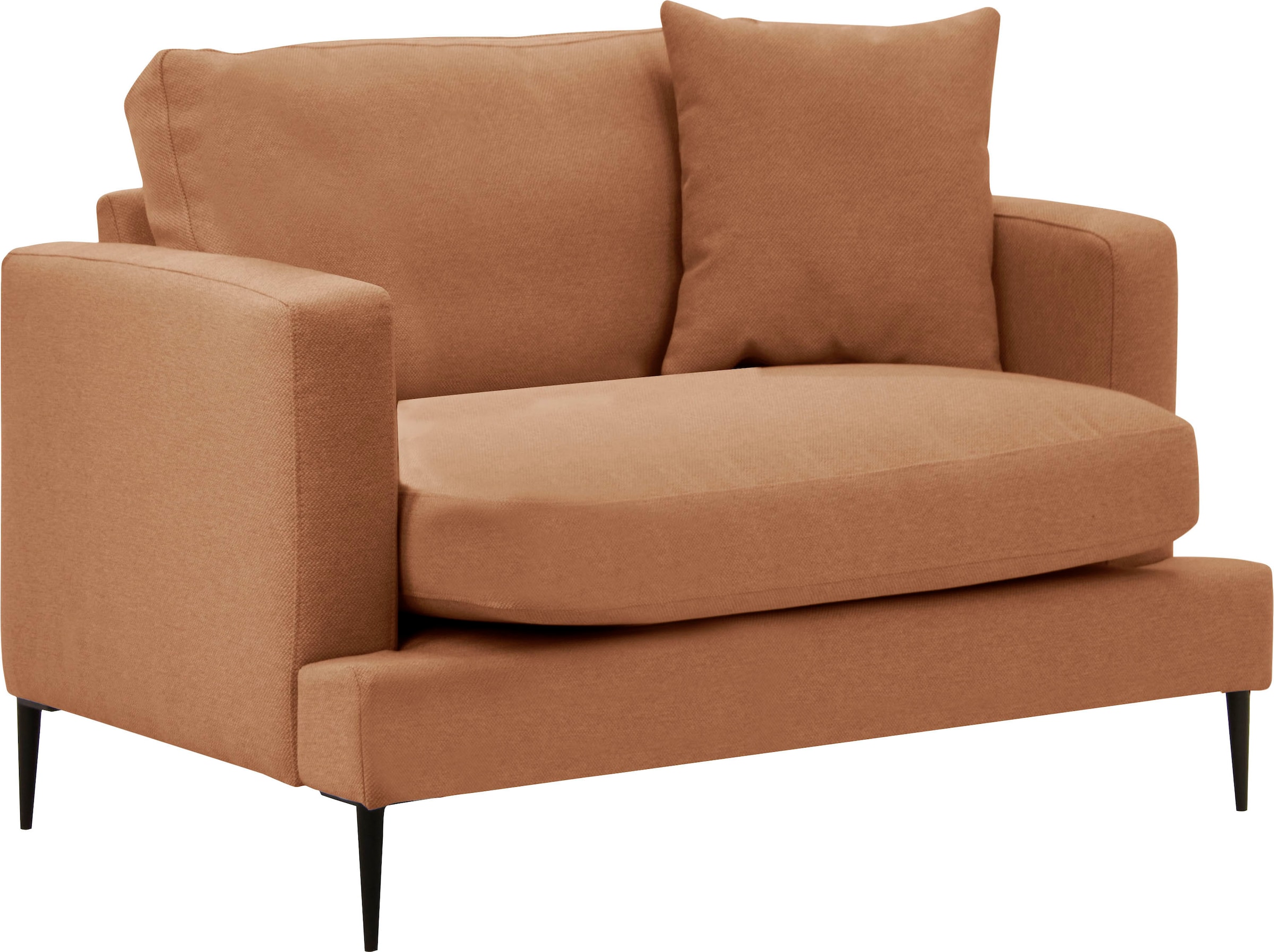 Leonique Sessel »Cozy Loungesessel, Designersessel, Maße B/T/H: 91/97/80 cm«, mit Metallbeinen und Zierkissen