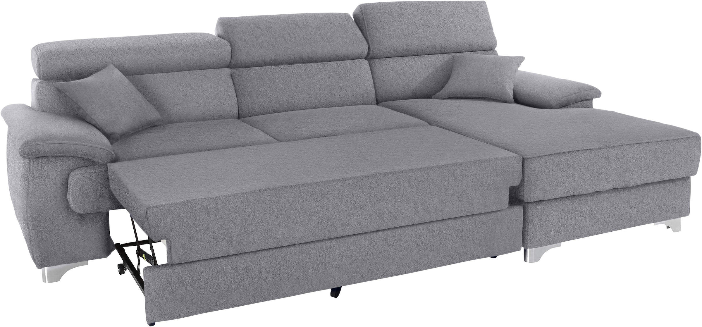 DOMO collection Ecksofa »Mira, inklusive Kopfteilverstellung für mehr Wohlfühlkomfort, L-Form«, wahlweise mit Bettfunktion und Bettkasten, elegant und modern