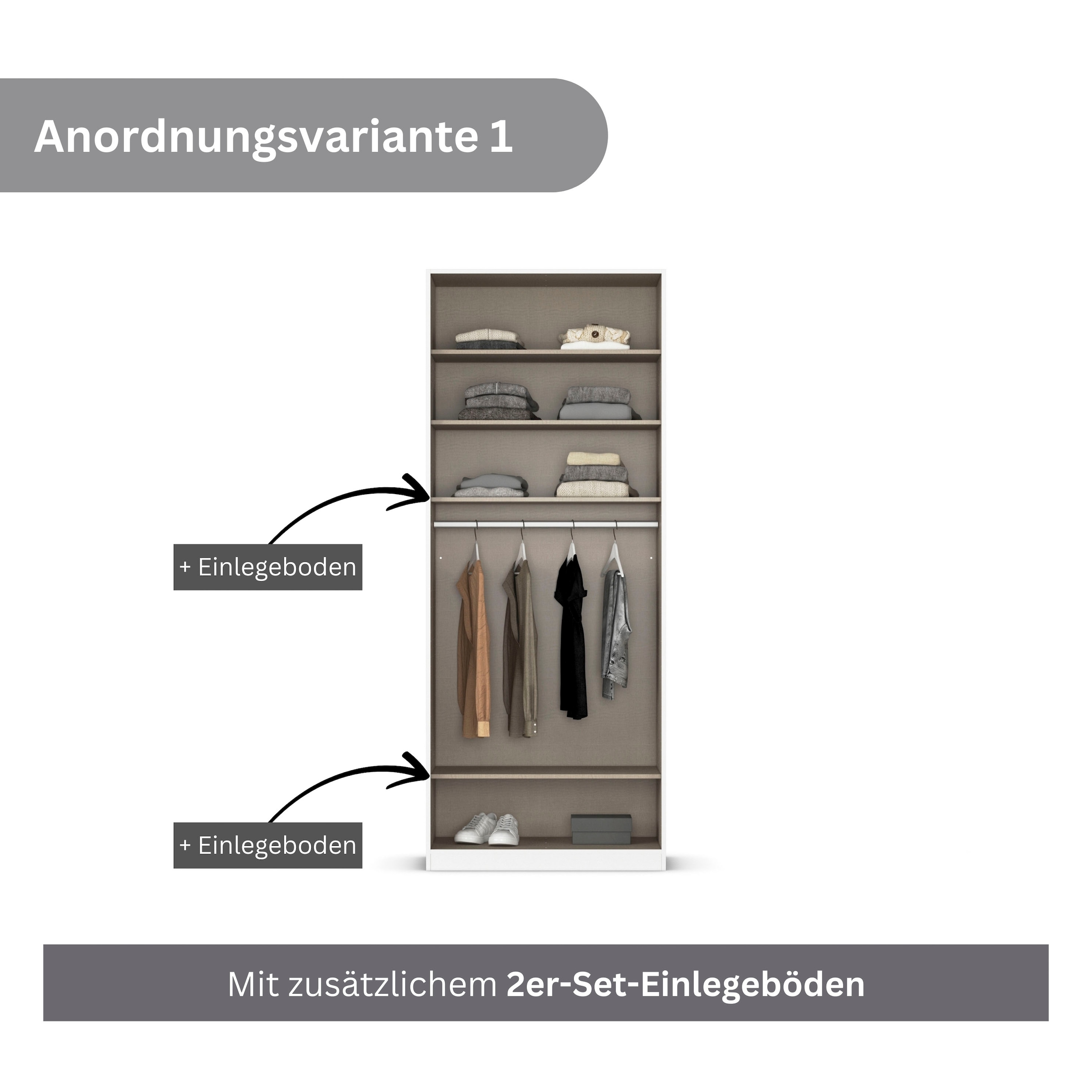 rauch Drehtürenschrank »Kleiderschrank Schrank Garderobe AGORDO mit Dekor- oder Hochglanzfront«, (in zwei Griff-Farben), durchdachte Innenausstattung, in 6 Breiten und 2 Höhen MADE IN GERMANY