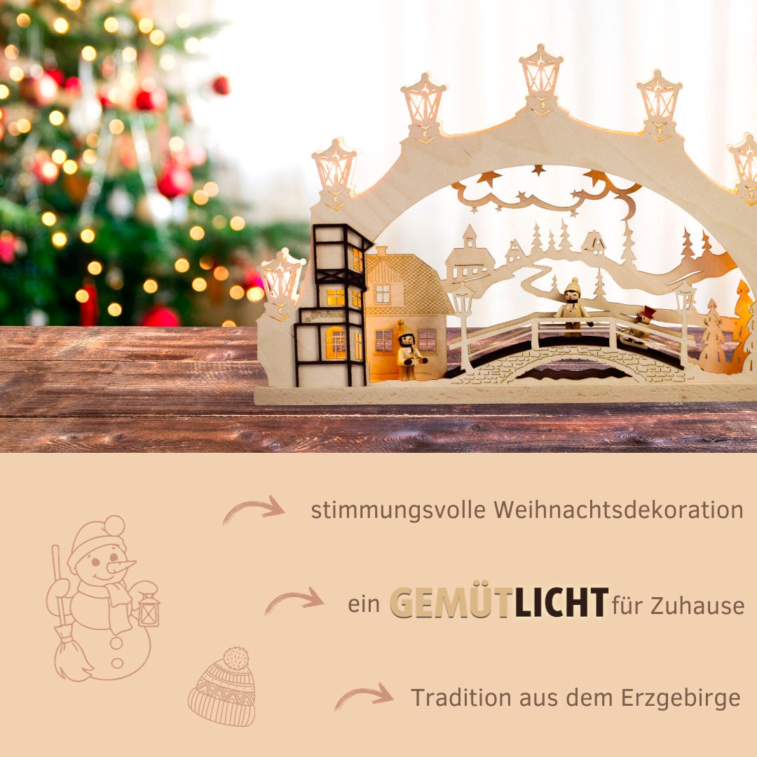 Weigla Lichterbogen »Winterkind Erzgebirge, Schwibbogen, Made in Germany« 1 Stk. Erzgebirge garantiert, Weihnachtsdeko Innen, Weihnachtsbeleuchtung