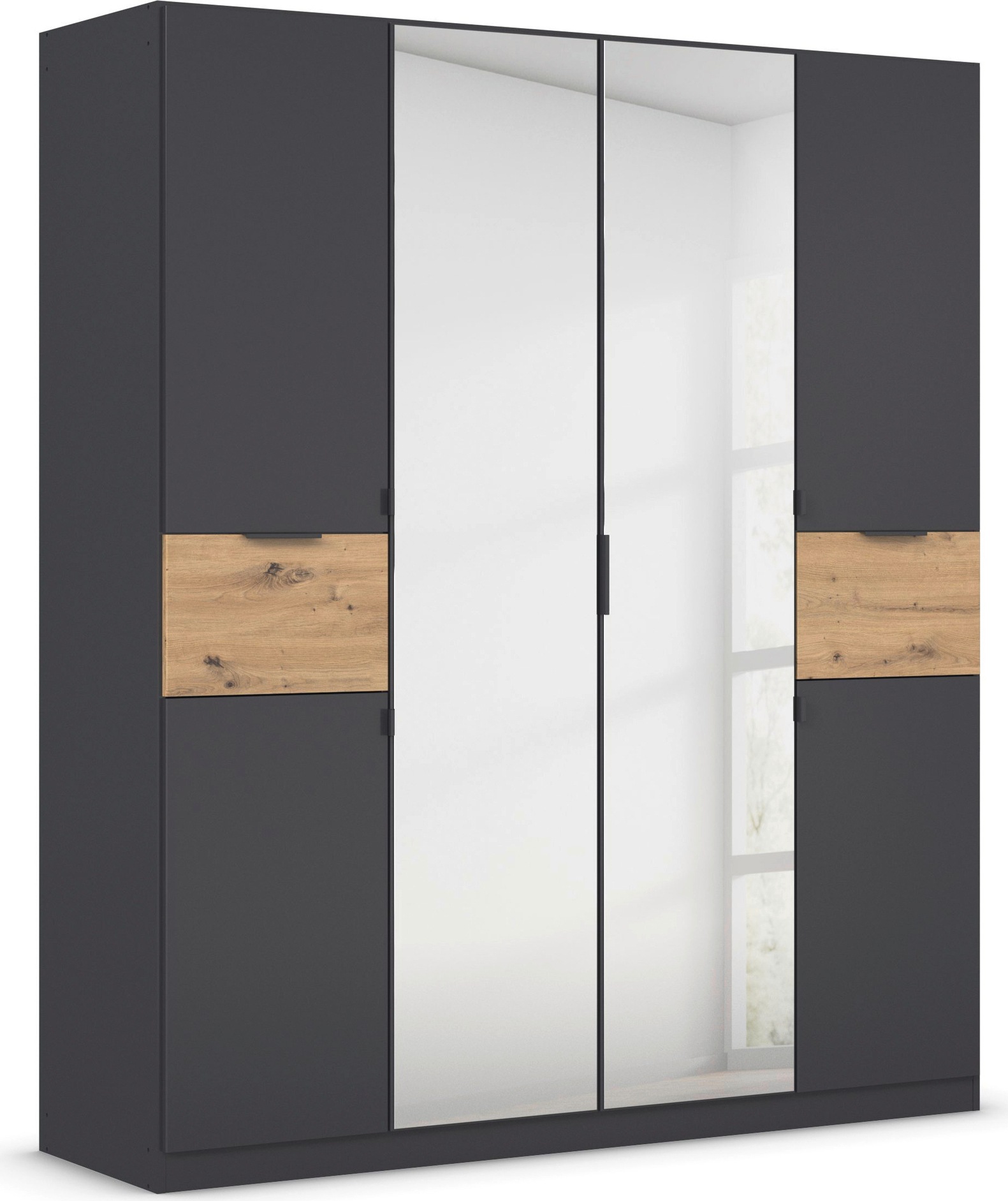 rauch Drehtürenschrank "Kleiderschrank Schrank Garderobe Wäscheschrank TICAO" Schubladen in der Höhe variabel positionierbar, mit 2 geräumigen Schubladen, viel Stauraum MADE IN GERMANY