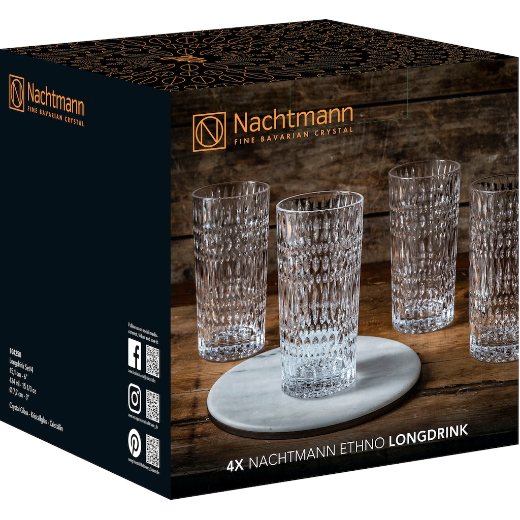 Nachtmann Longdrinkglas »Ethno«, (Set, 4 tlg.)