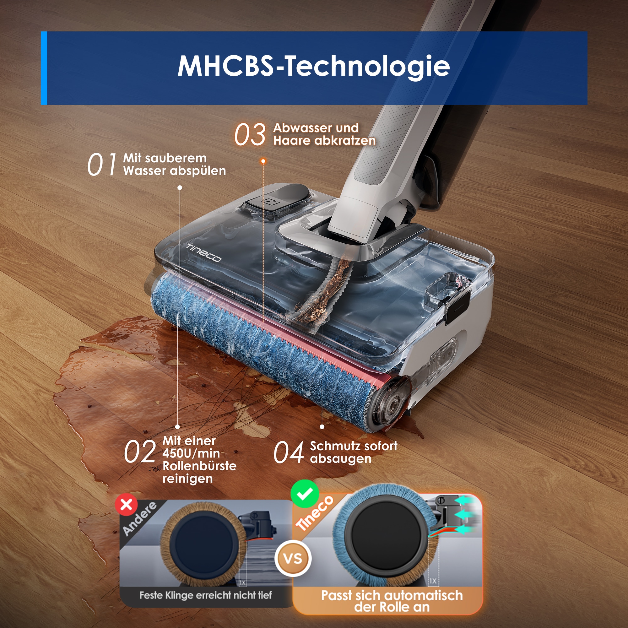 Tineco Nass-Trocken-Sauger »FLOOR ONE i7 Fold Premium, 3,5kg leicht, klappbar, 85°C Trocknung« 22.000pa Saugleistung, 50 Min Laufzeit