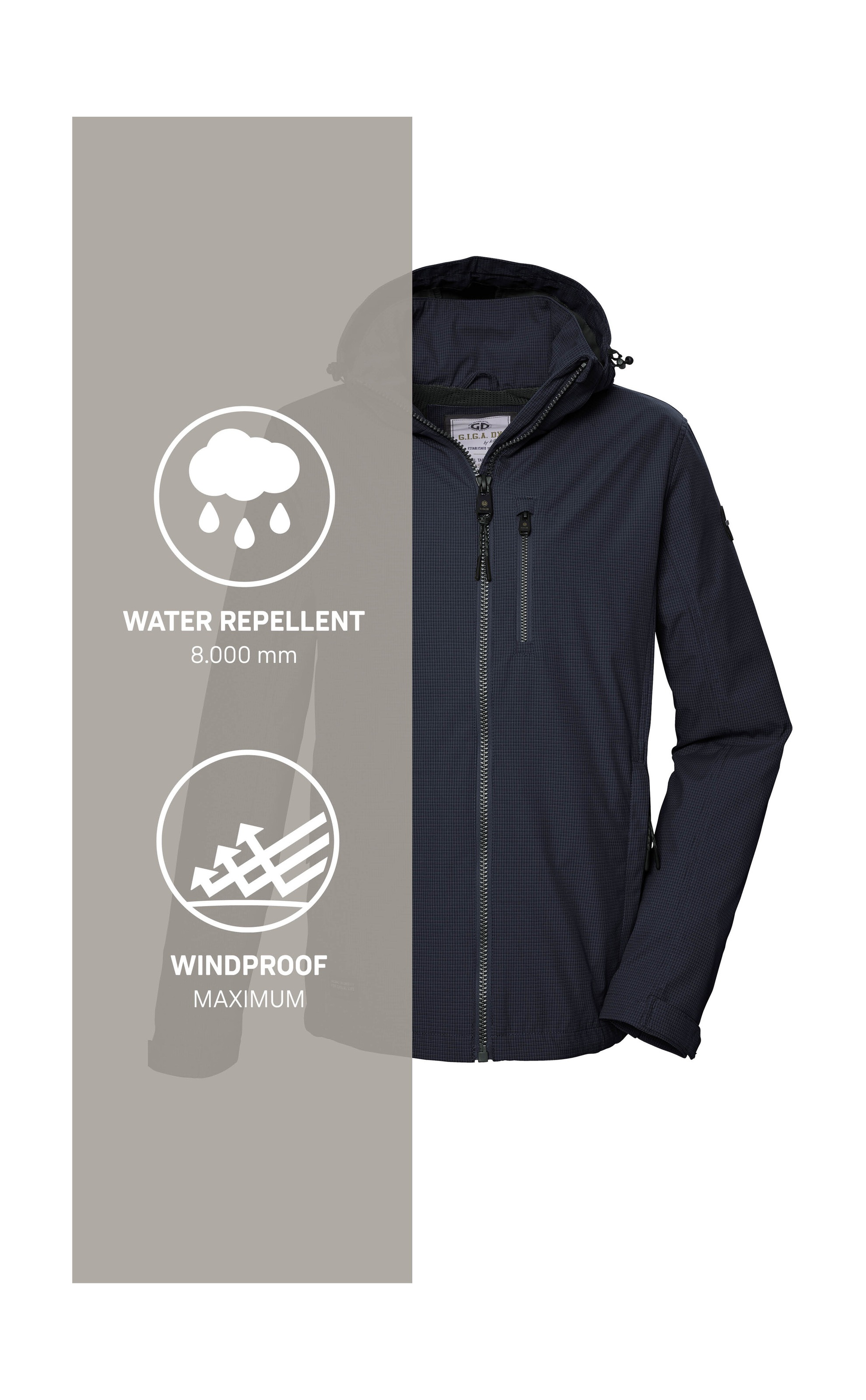 G.I.G.A. DX by killtec Softshelljacke »GS 82 MN SFTSHLL JCKT«, Wasserabweisende, winddichte Herrenjacke mit abnehmbarer Kapuze