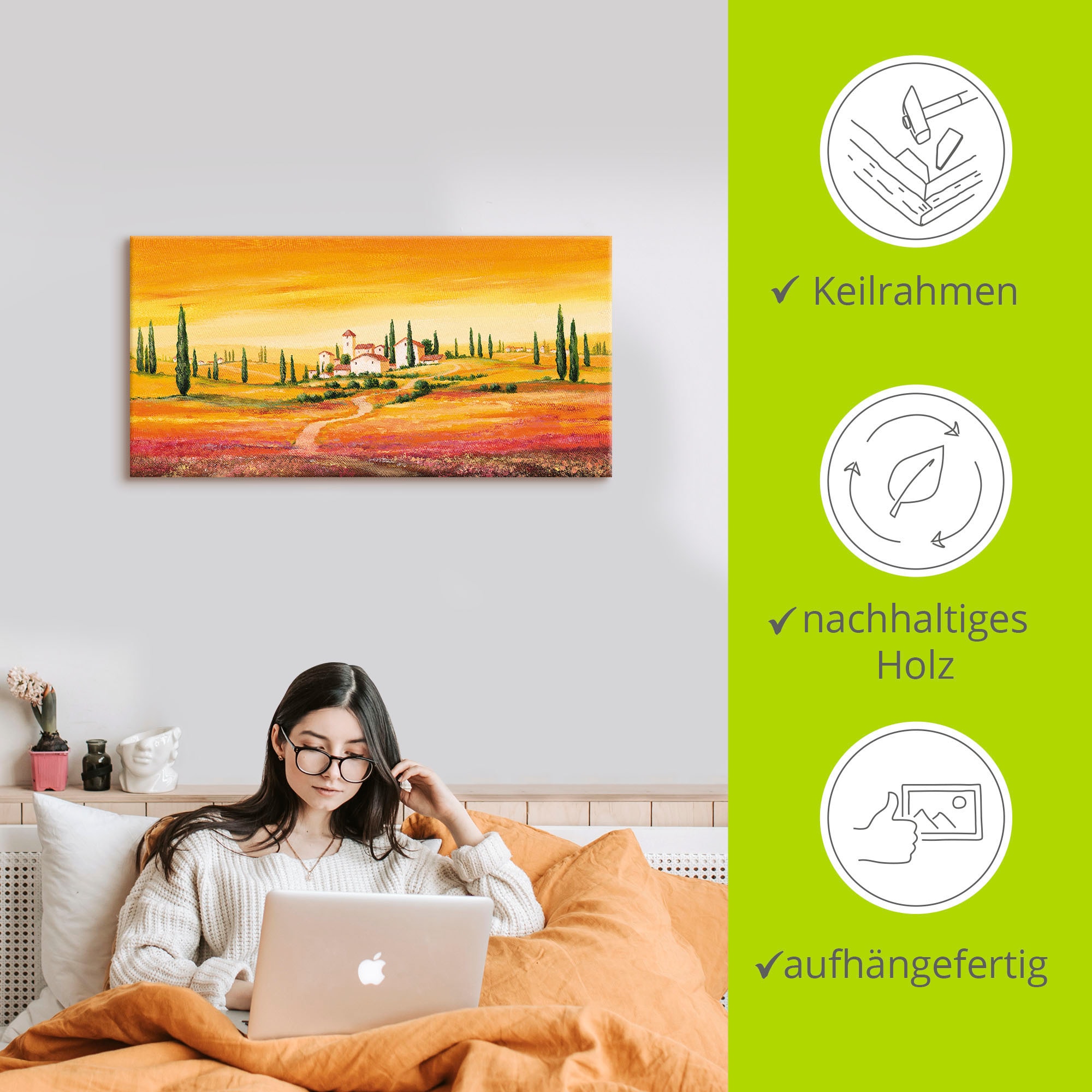 Artland Wandbild »Traumhafte toskanische Landschaft«, Europa, (1 St.), als Alubild, Outdoorbild, Leinwandbild, Poster, Wandaufkleber