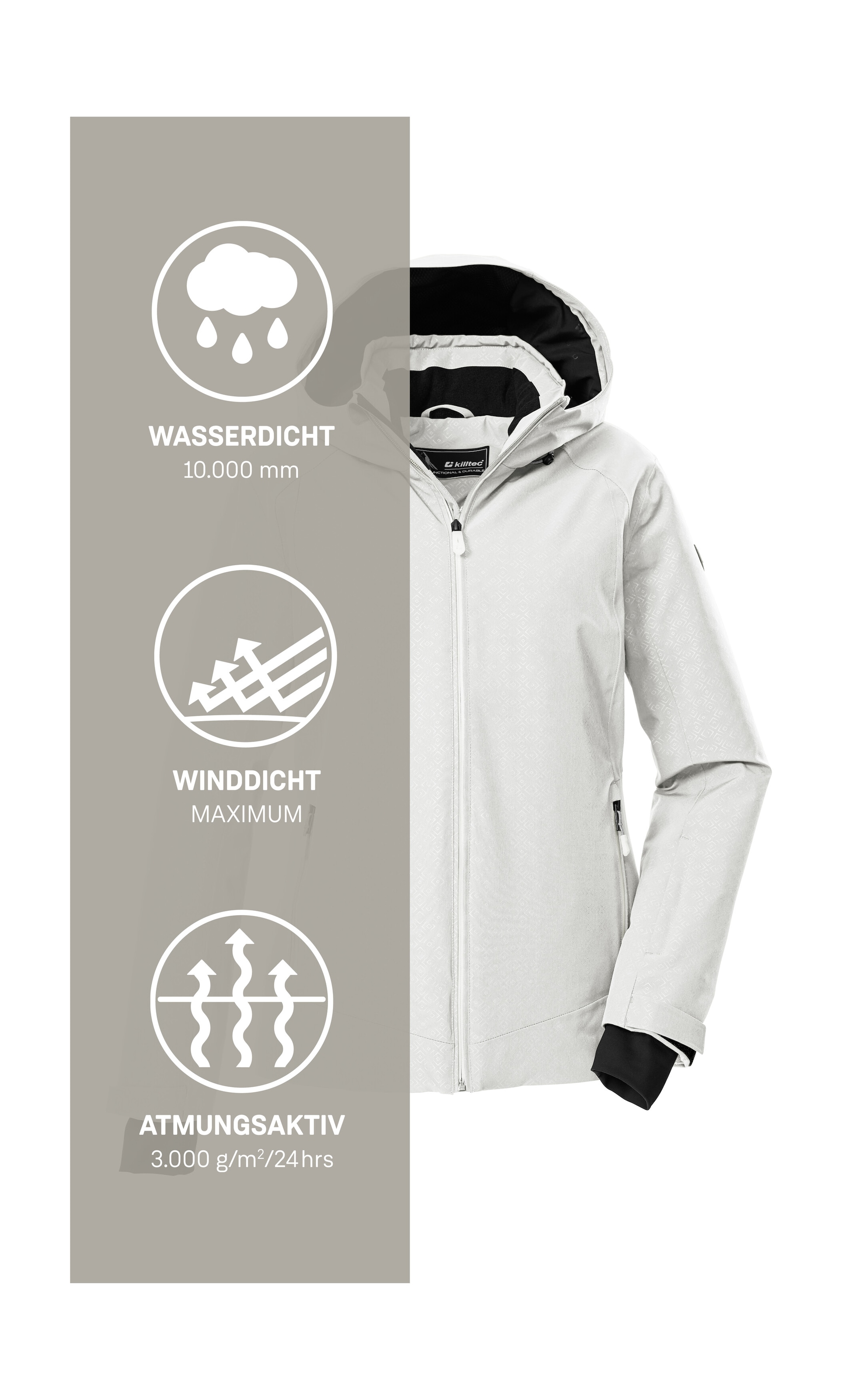 Killtec Skijacke »KSW 33 WMN SKI JCKT«, Damen Skijacke: wasserdicht, atmungsaktiv, verstellbar, PFAs-frei