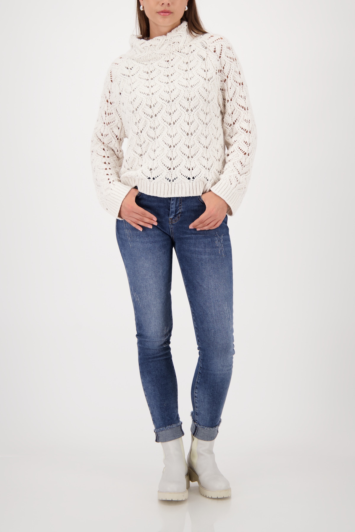 Monari Strickpullover »Pullover Chenille Ajour«