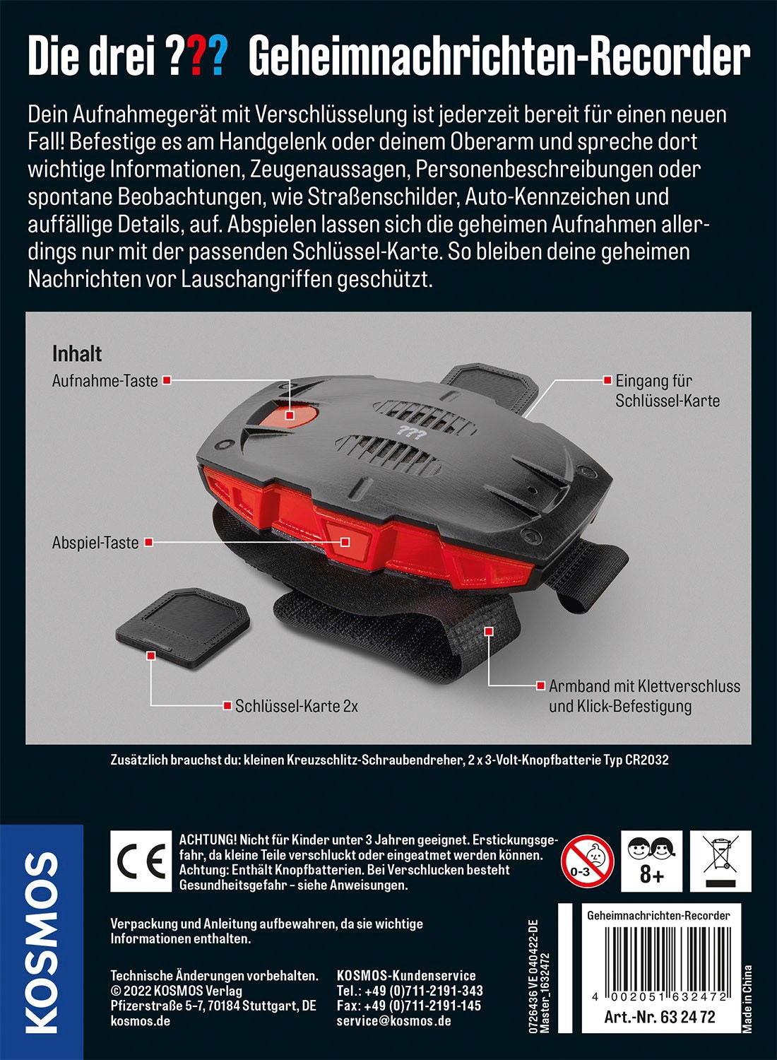 Kosmos Experimentierkasten »Die drei ??? Geheimnachrichten-Recorder«