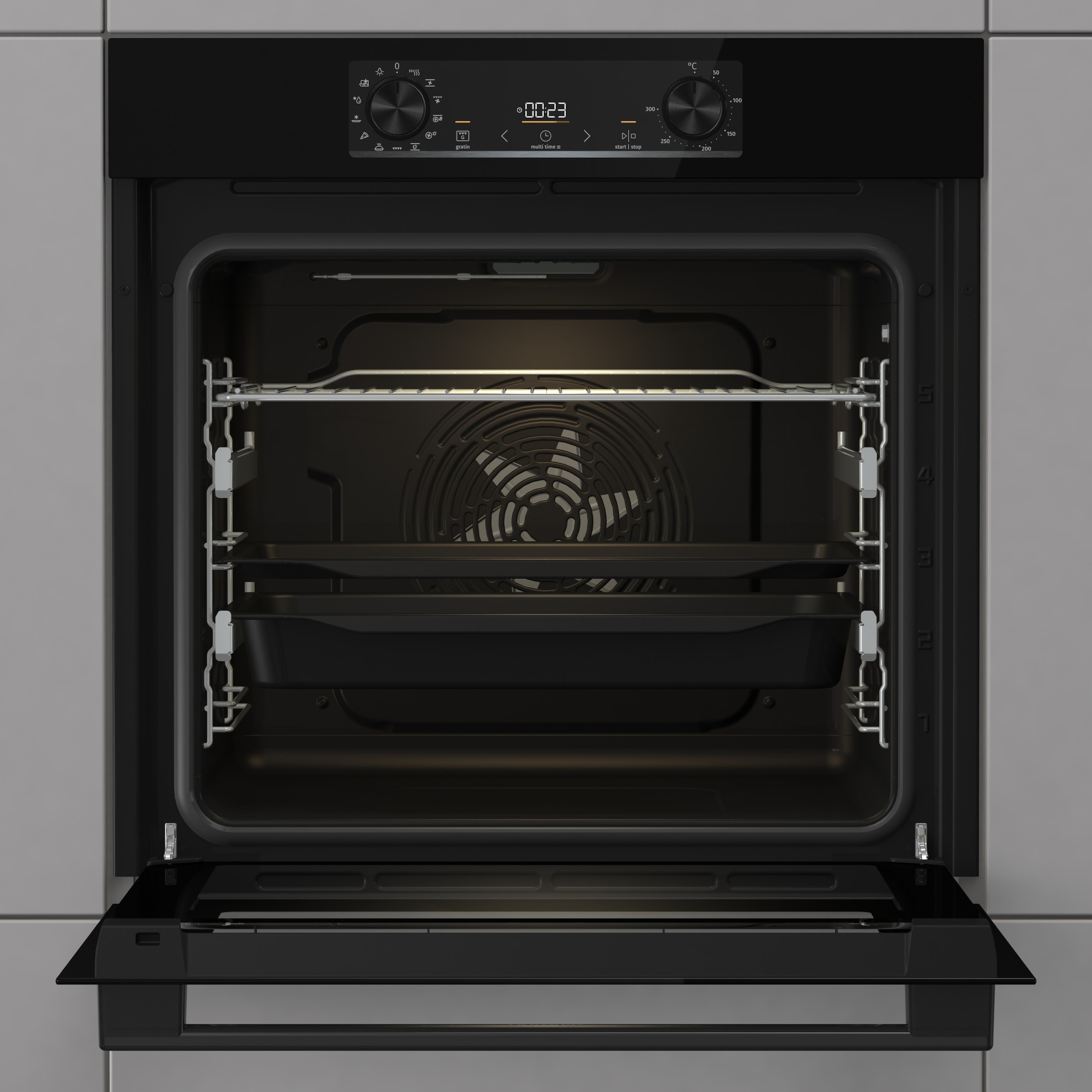 GORENJE Einbaubackofen »BOS6737E09BGOT« mit 2-fach-Teleskopauszug mit Aqua-Reinigungsfunktion Pizzafunktion mit 300 °C – perfekt für Pizza, Focaccia und mehr!