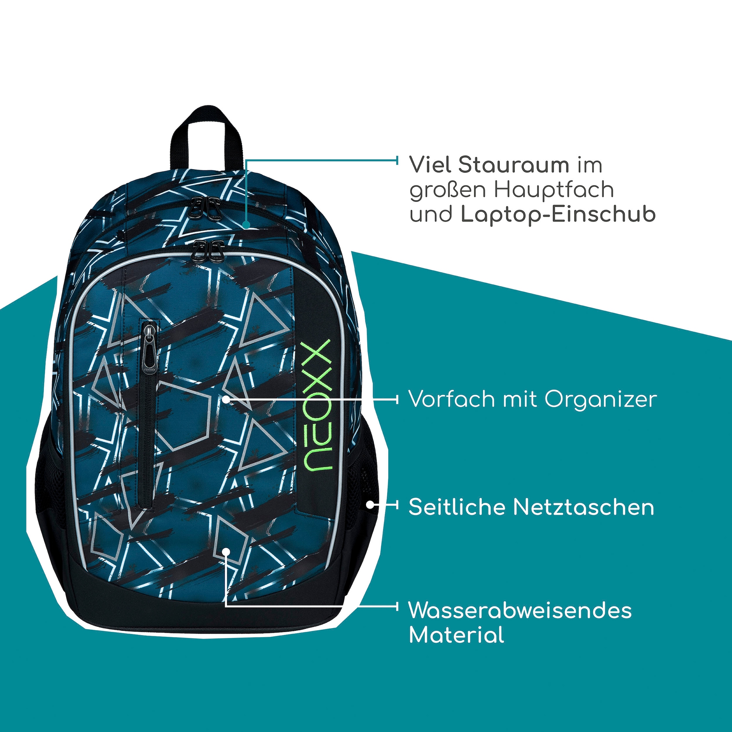neoxx Schulrucksack »Flow, Flash Yourself«, teilweise aus recyceltem Material