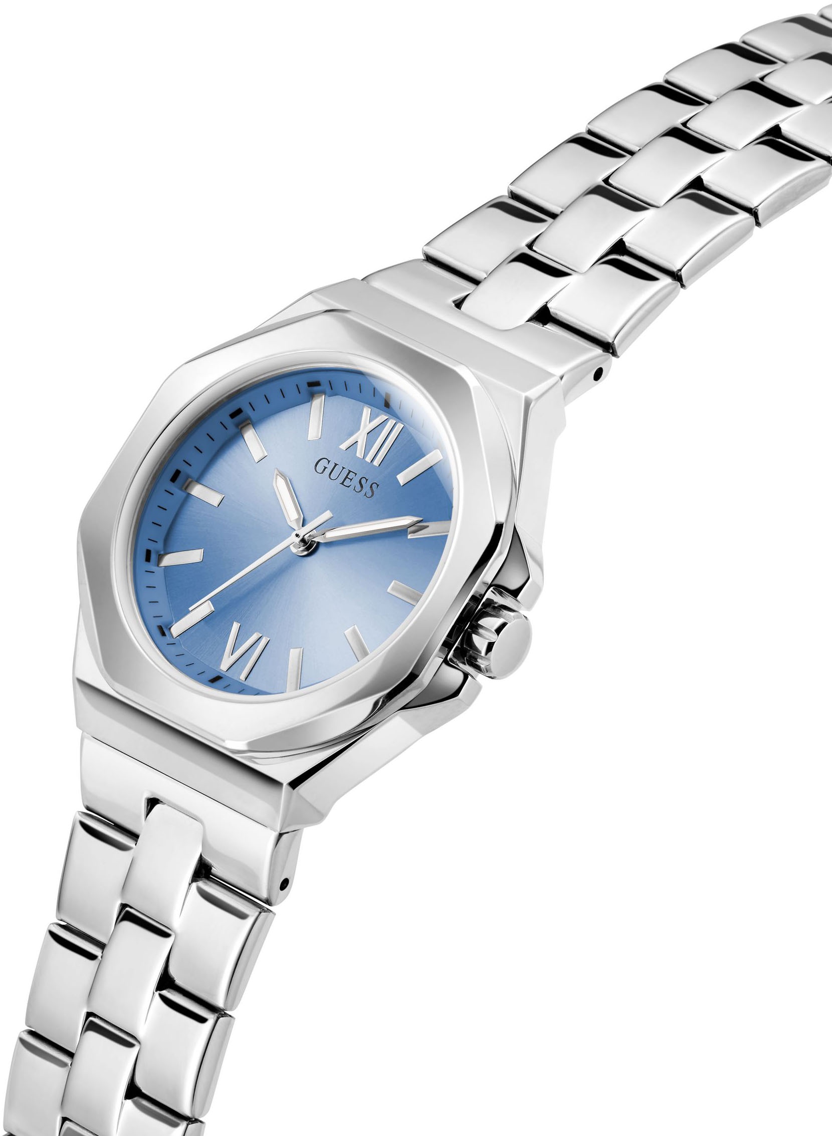 Guess Quarzuhr »EMPRESS« Armbanduhr, Damenuhr, Edelstahlarmband