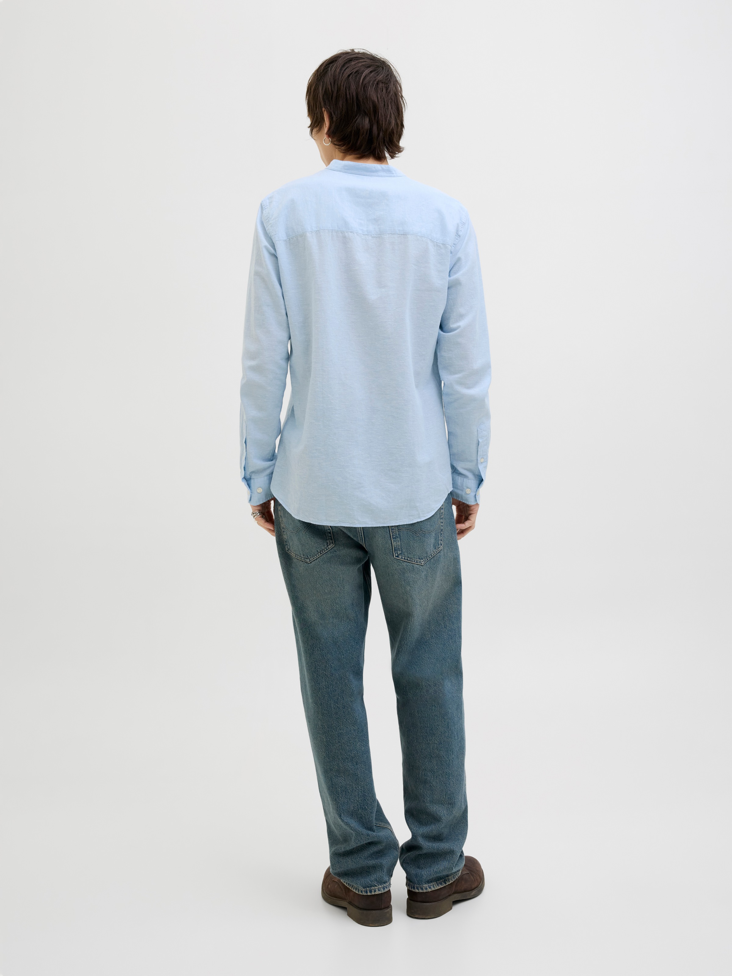 Jack & Jones Langarmhemd »JJEBREEZE BAND SHIRT LS SN«, mit Bandkragen