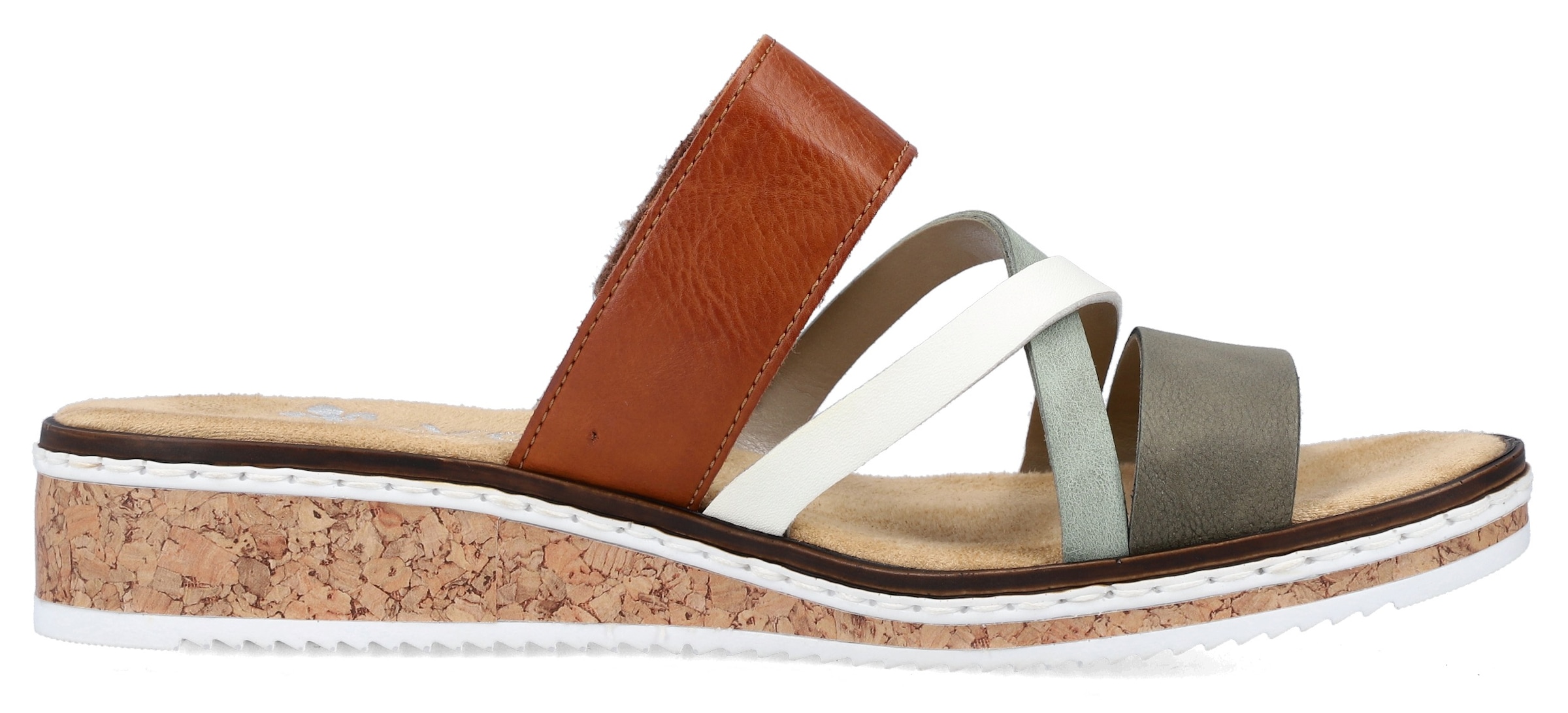 Rieker Pantolette, Keilabsatz, Sommerschuh, Schlappen mit Klettriemchen