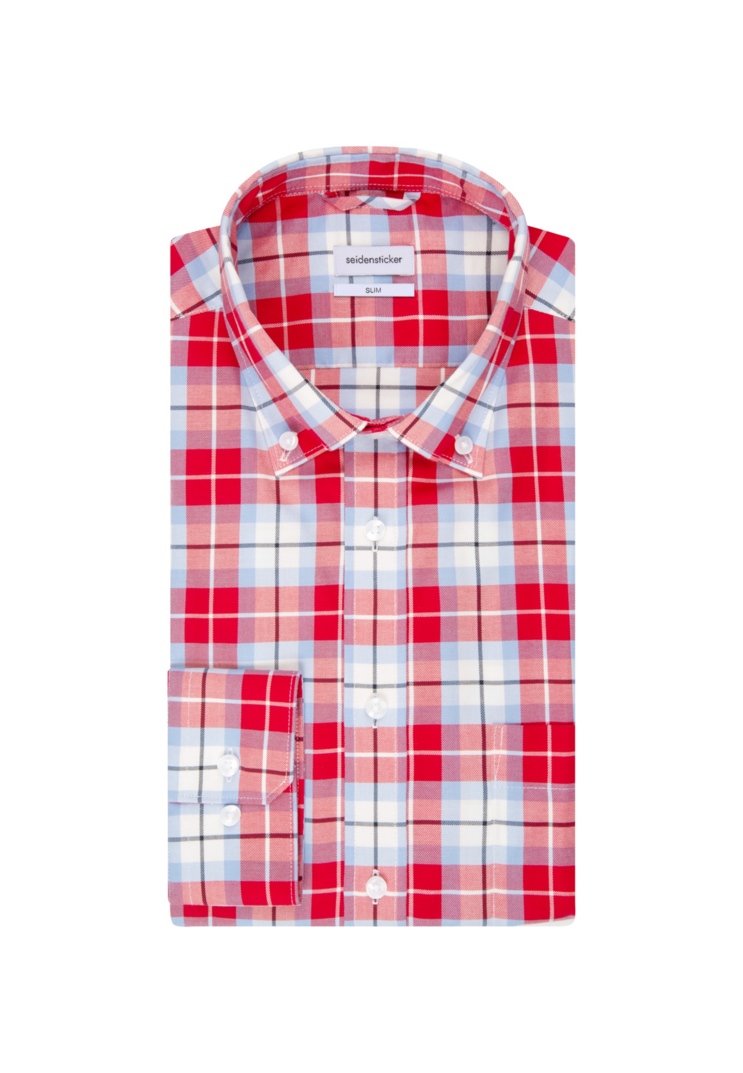 seidensticker Businesshemd »Slim« Slim 1/1 Button-Down-Kragen Karo
