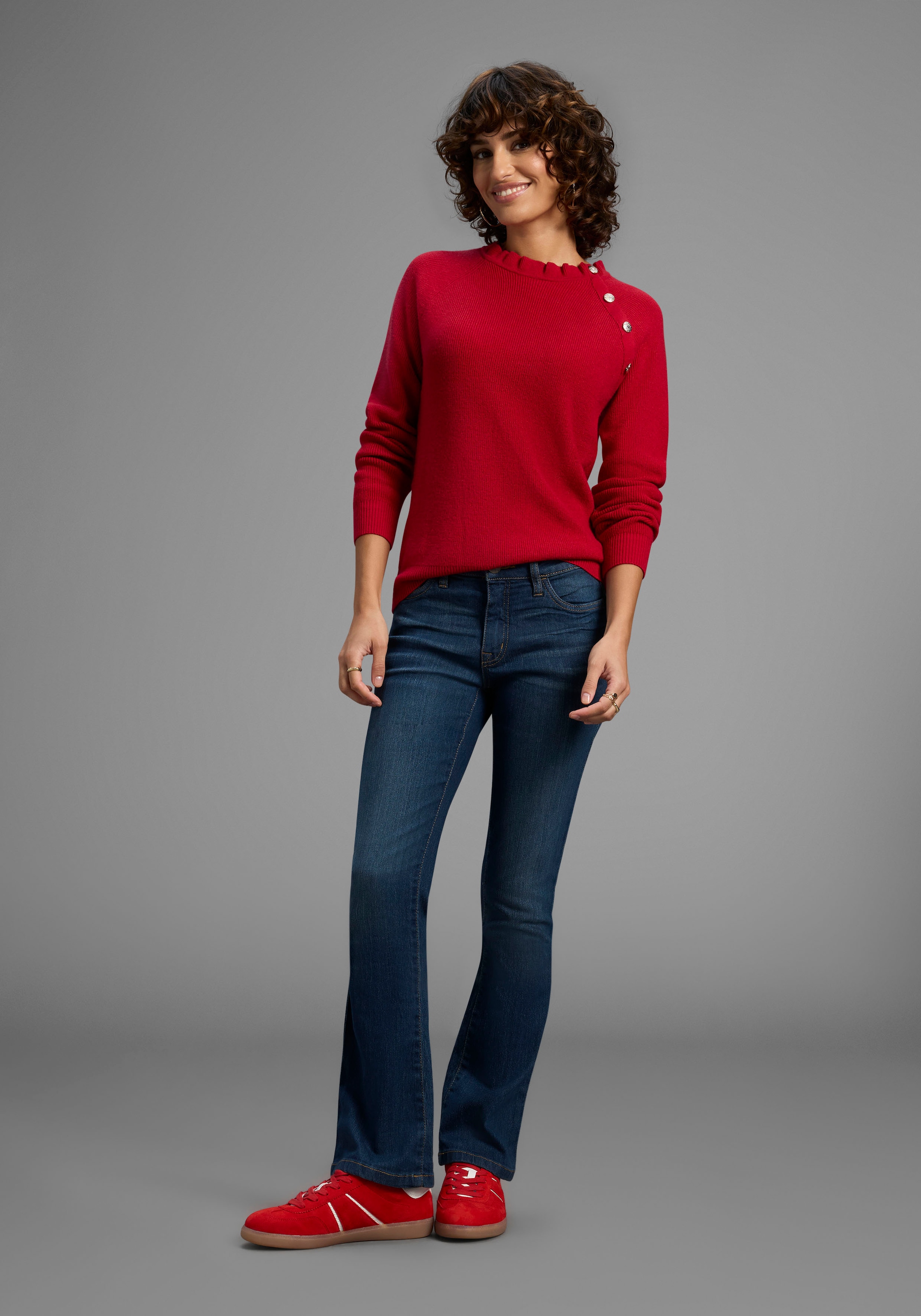 Laura Scott Strickpullover , kuscheliger Winterstrick mit Kragen und Knöpfen - NEUE KOLLEKTION
