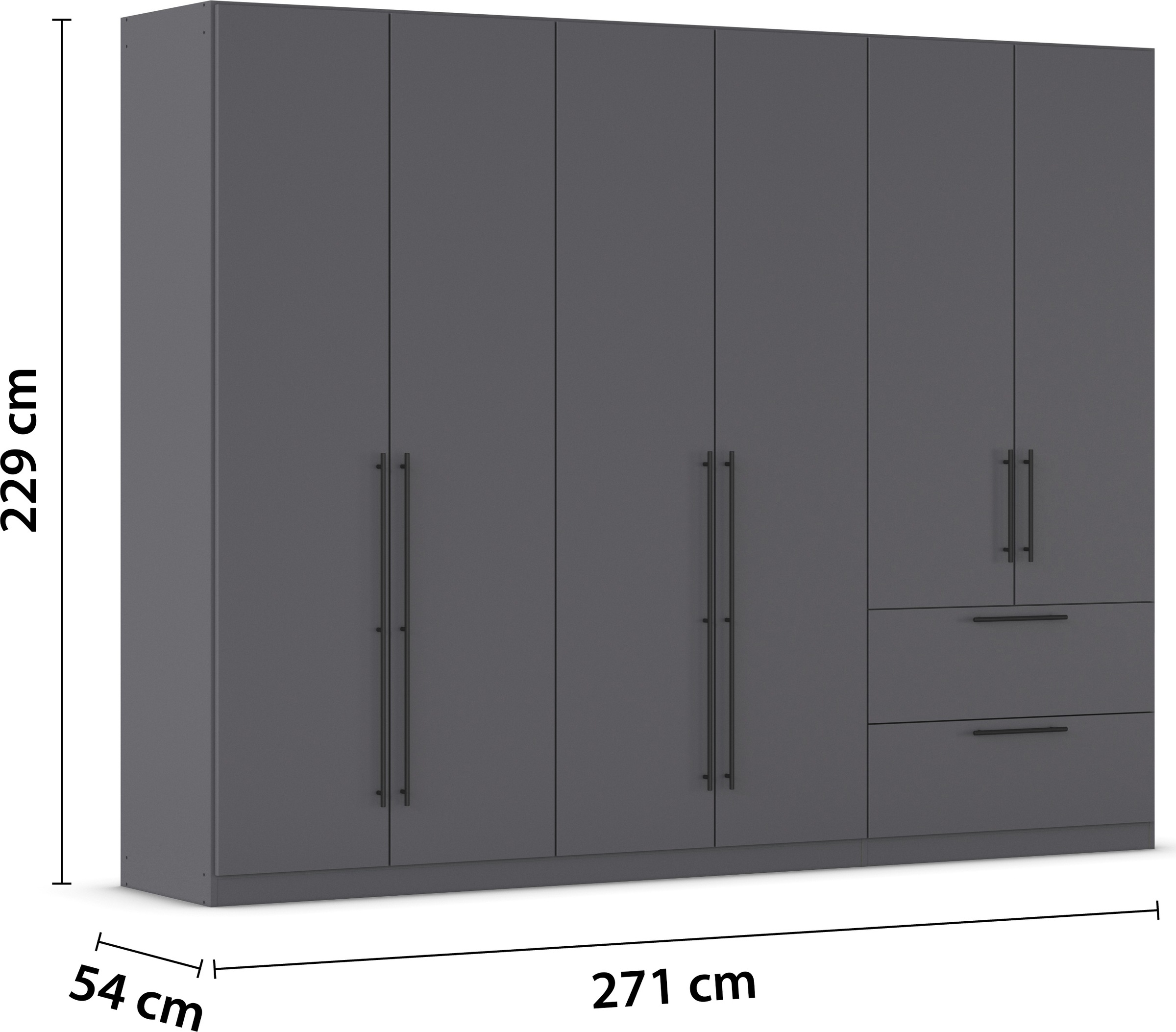rauch Kleiderschrank »Drehtürenschrank Schrank Garderobe Wäscheschrank Schlafzimmer AVOLA«, (in 3 verschiedenen Ausstattungen BASIC/CLASSIC/PREMIUM), mit hochwertigen Stangengriffen aus Metall in Schwarz MADE IN GERMANY