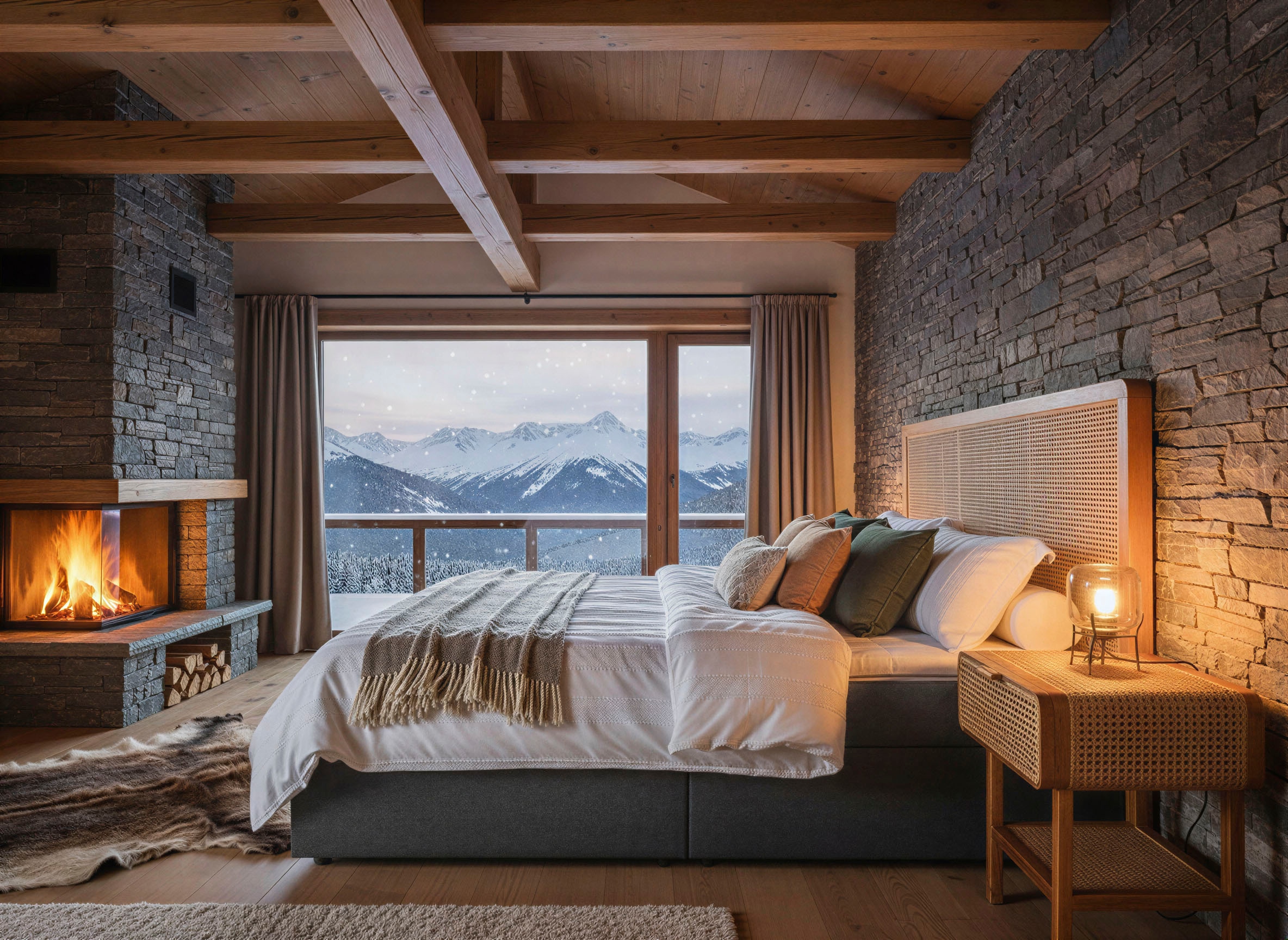 SIT Boxspringbett Mit Rattan-Kopfteil