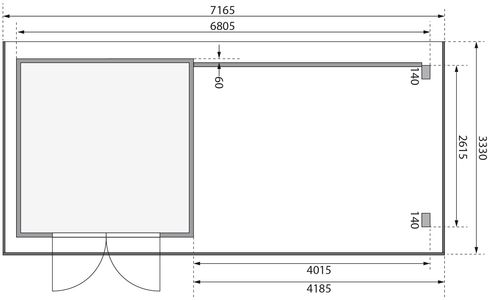 WOODFeeling Gartenhaus »Trittau 3«, mit Anbaudach