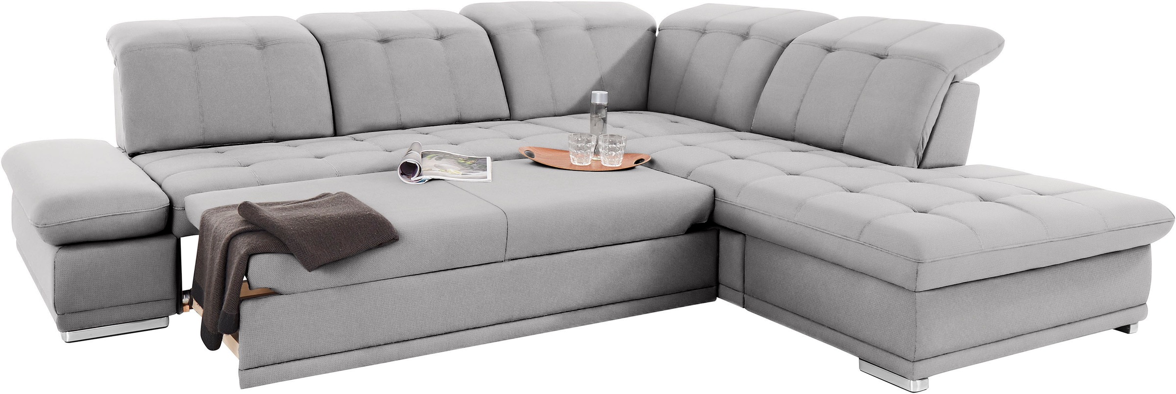 COTTA Ecksofa »Holiday L-Form mit Sitztiefen-, Armteil- und Kopfteilverstellung«, wahlweise mit Bettfunktion inkl. Bettkasten
