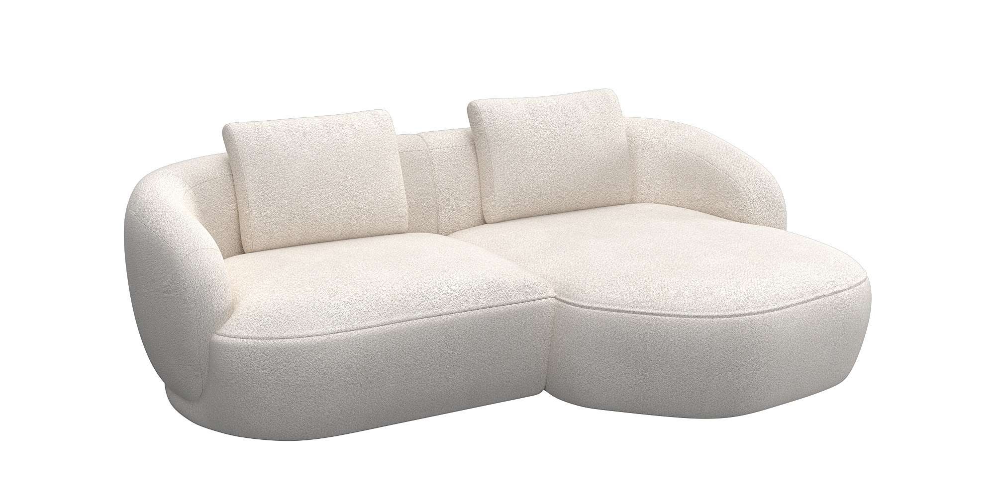FLEXLUX Wohnlandschaft »Torino, rund, L-Form, Sofa-Ecke mit Recamiere, Longchair-Sofa«, Modernes, organisches Sofa-Design, Kaltschaum, Wellenunterfederung