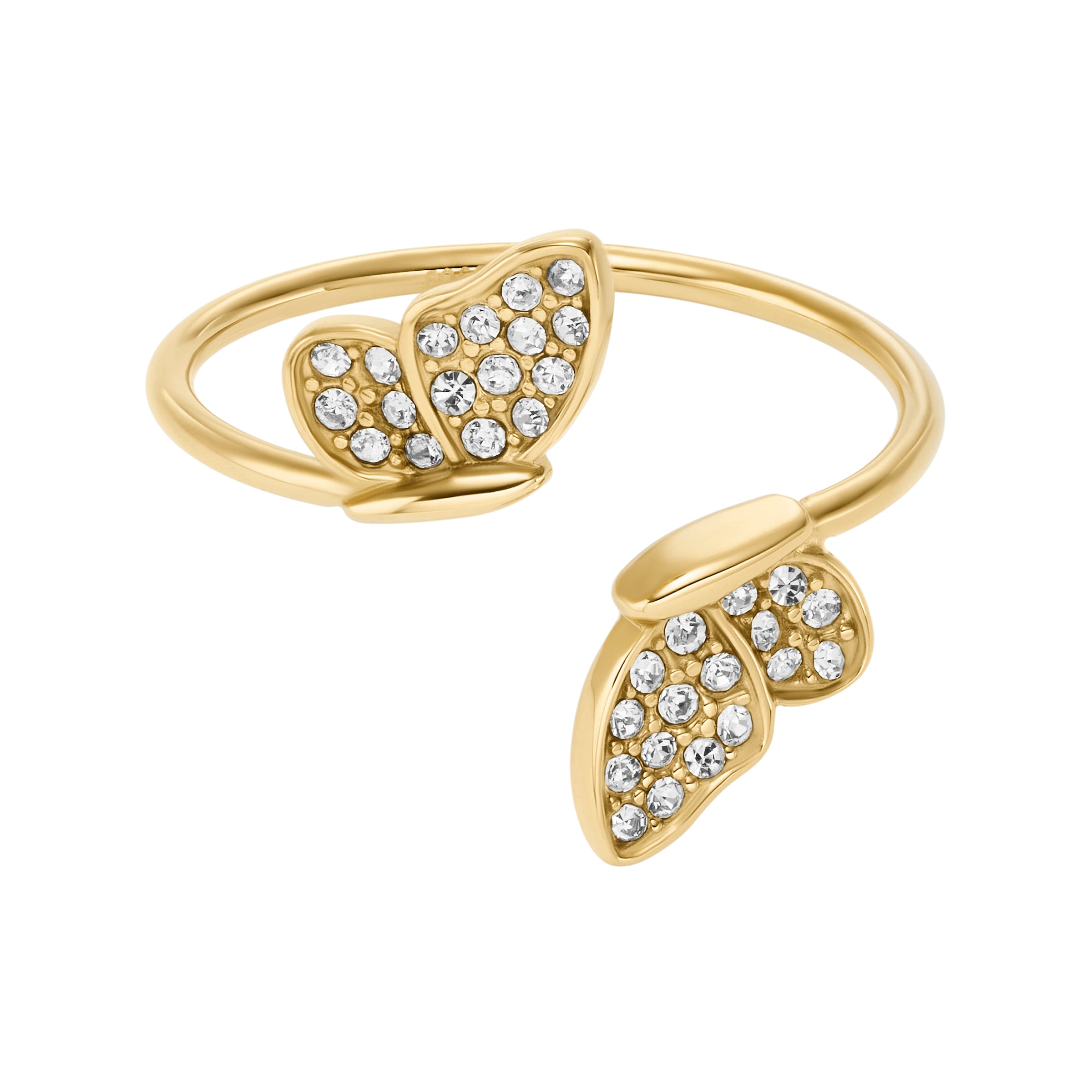 Fossil Fingerring »Schmuck Geschenk Edelstahl SUTTON Schmetterling« mit Glasstein